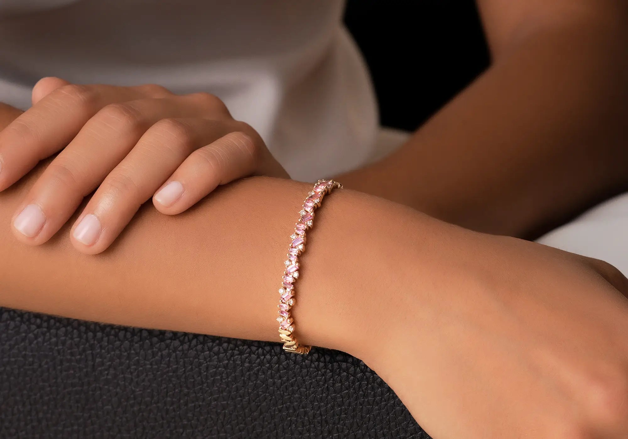 18k pink sapphire bracelet