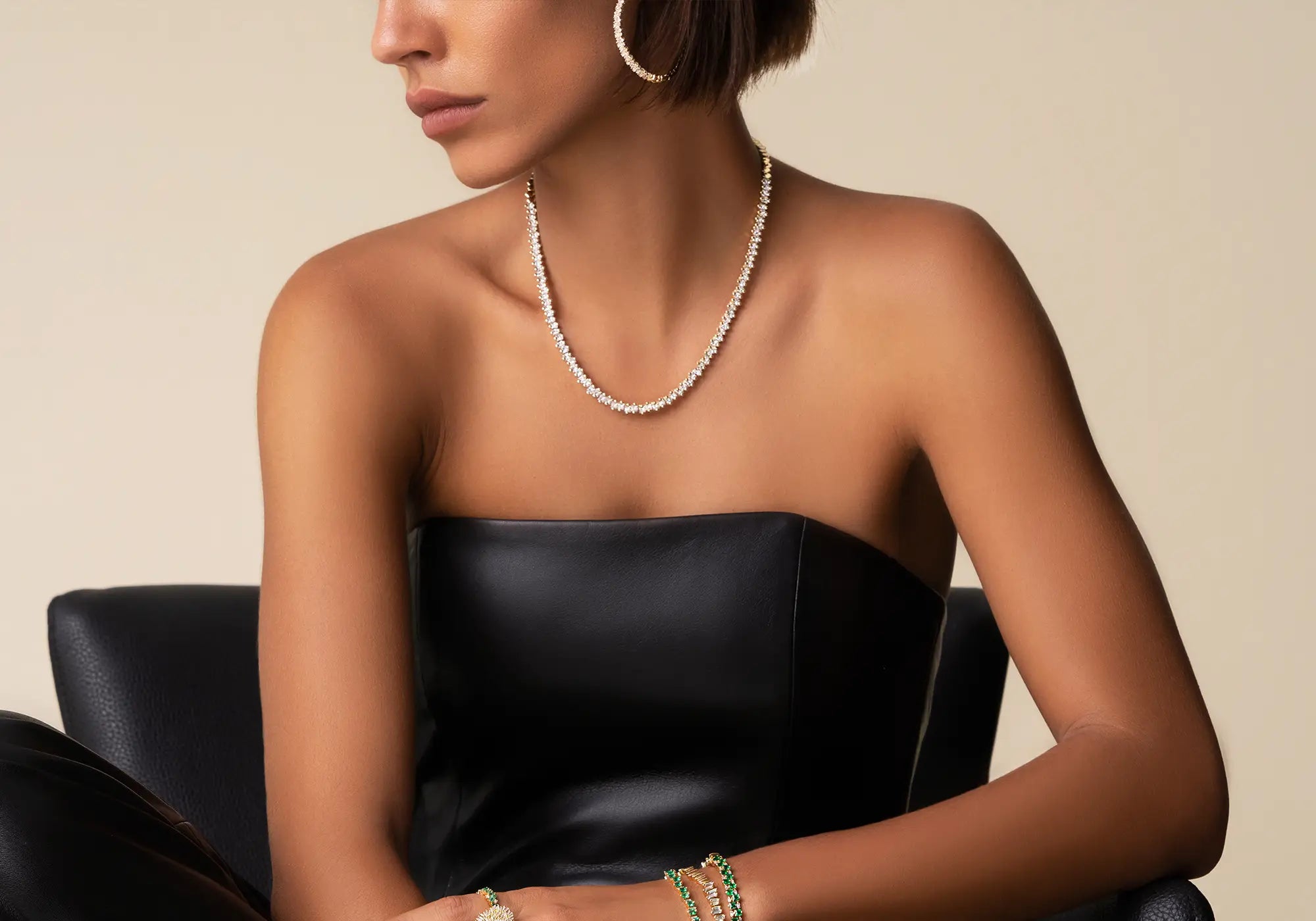 Suzanne Kalan Princess Milli Diamond Tennis Necklace in 18K Yellow Gold