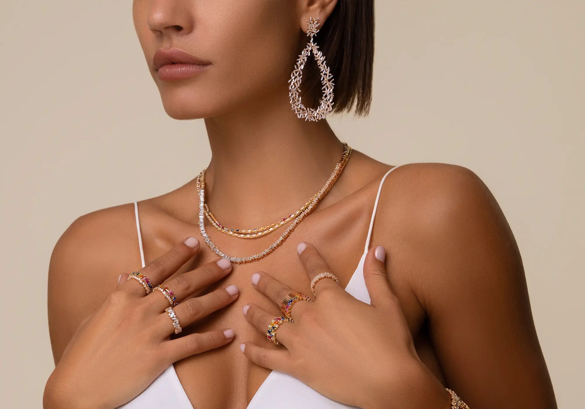Suzanne Kalan Rainbow Sapphire and Diamond Jewelry in 18K Gold