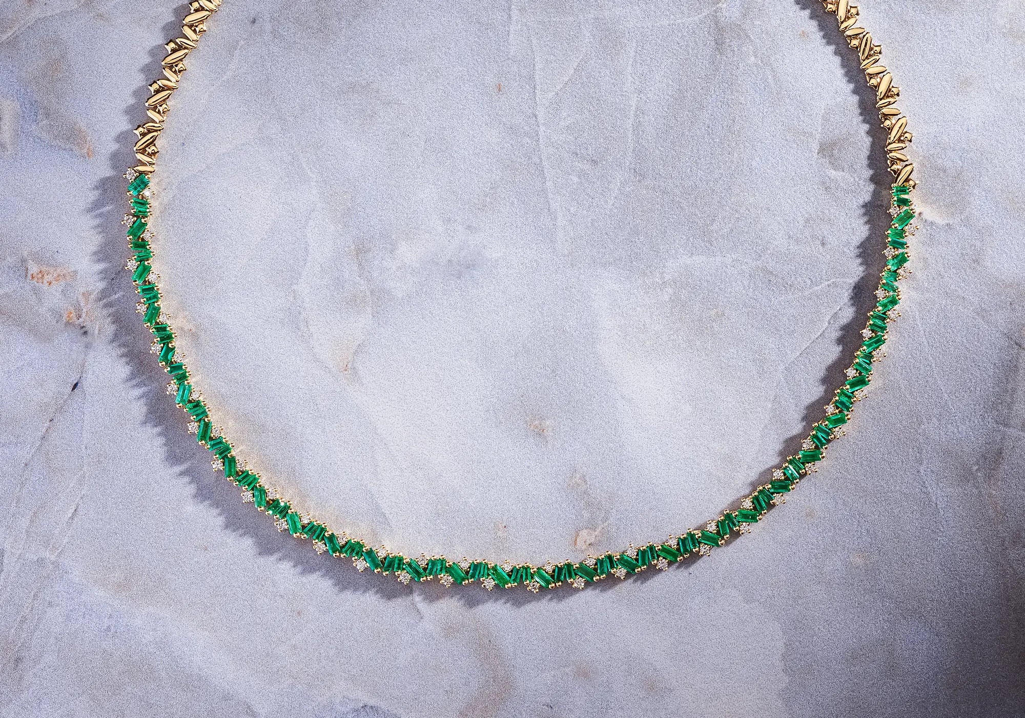 18k emerald tennis necklace