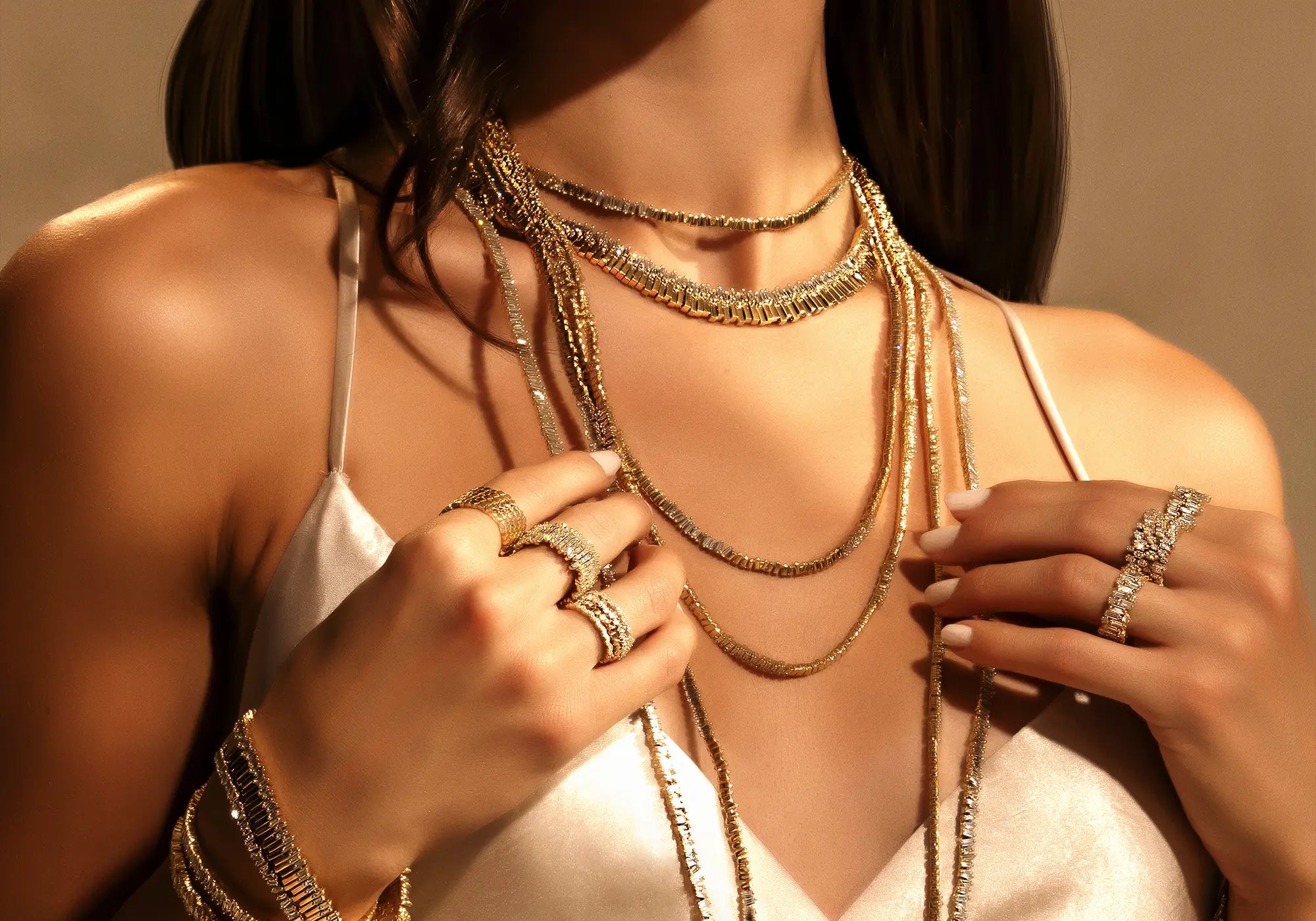 18k baguette diamond necklace