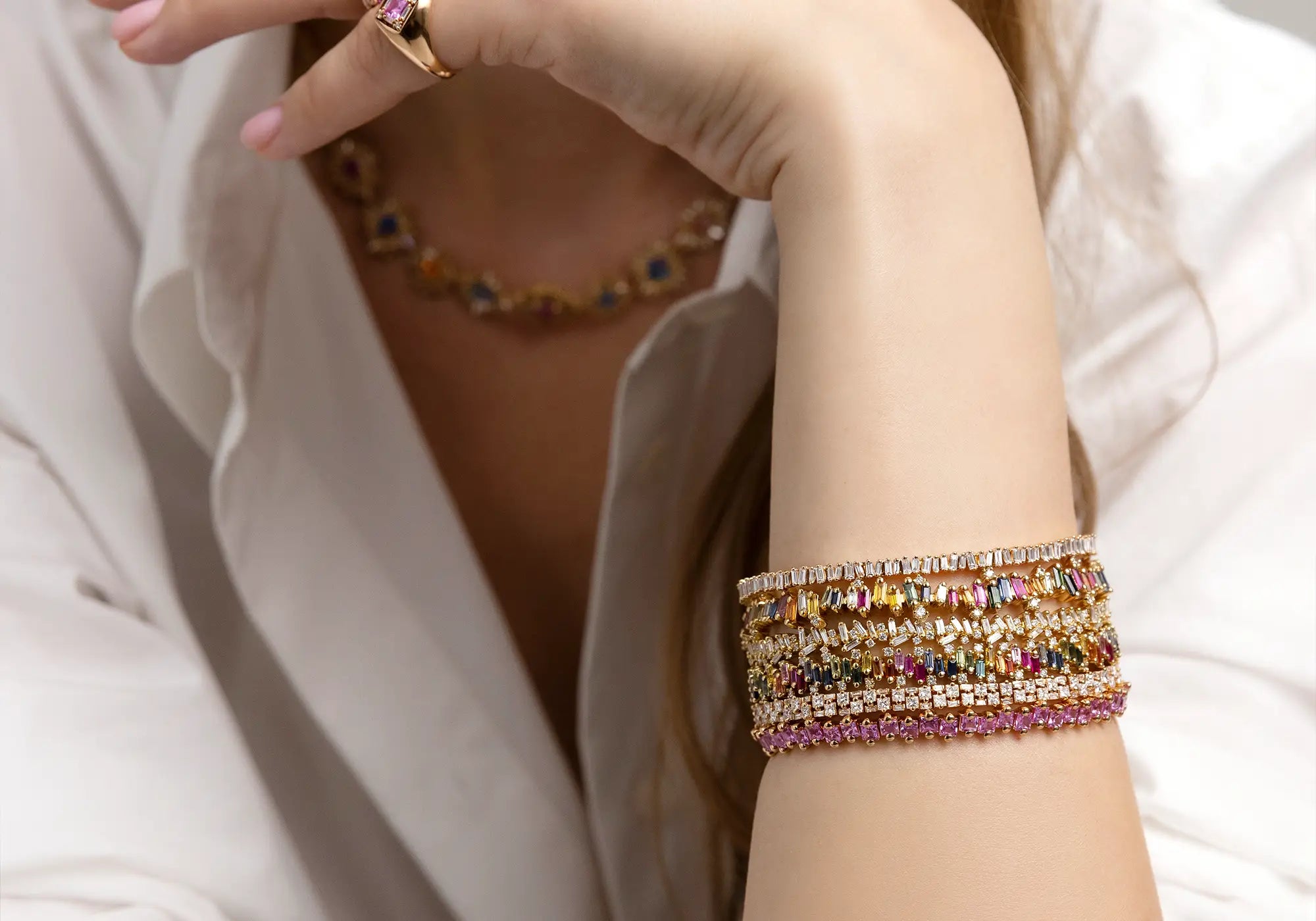 18k baguette tennis bracelets
