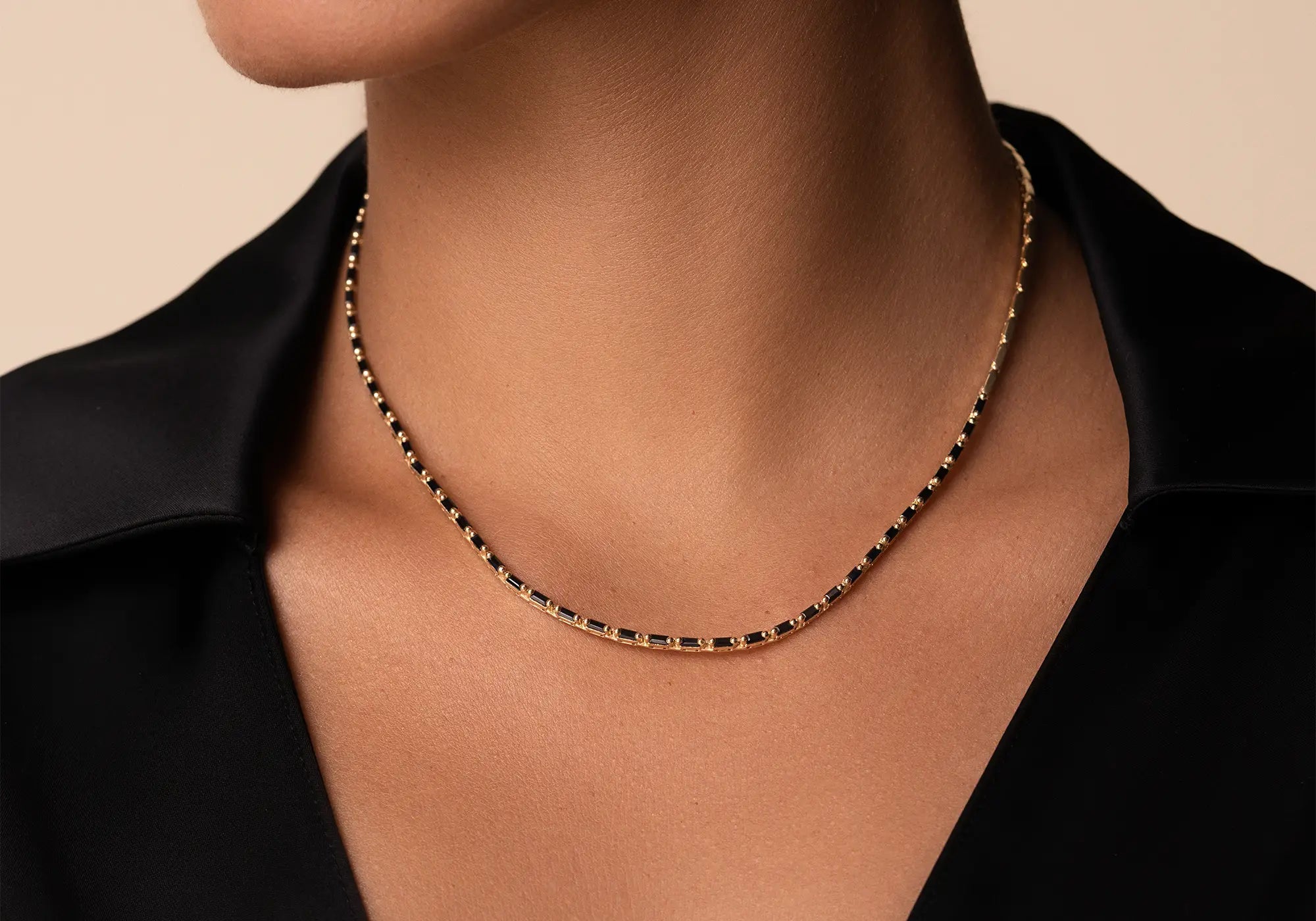 18k black sapphire tennis necklace