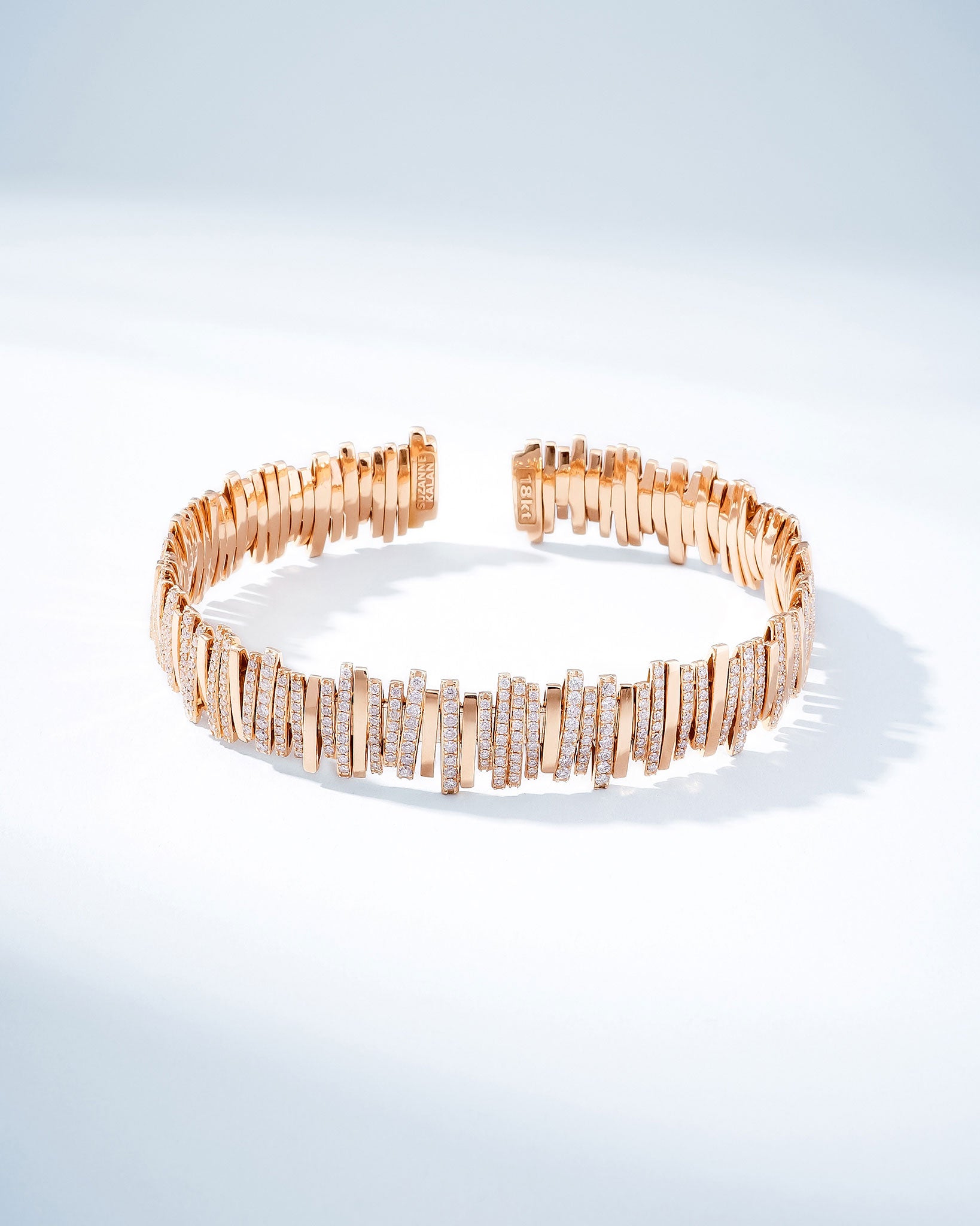 Suzanne Kalan Classic Gold Half Pave Milli Bangle in 18k rose gold