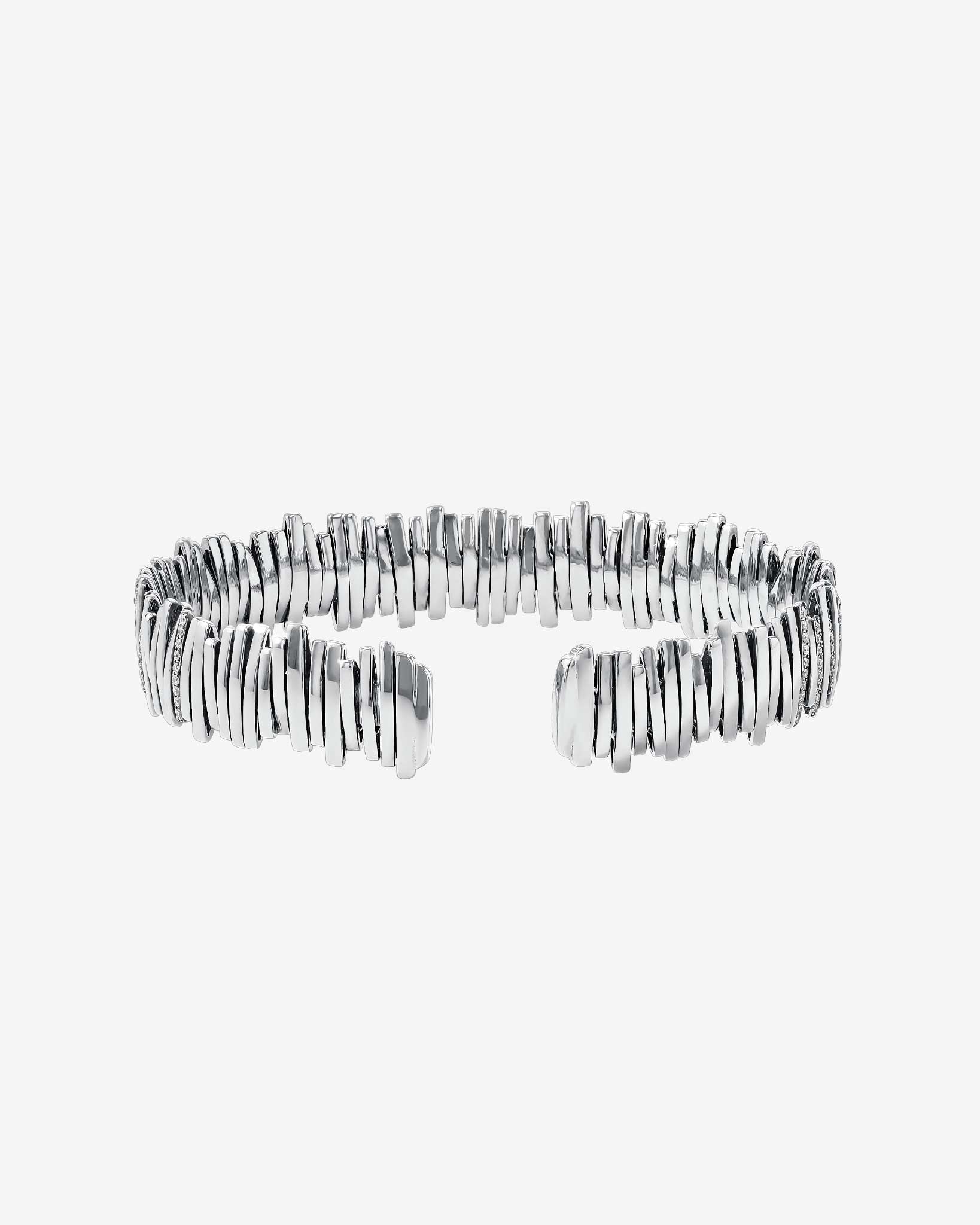 Suzanne Kalan Classic Gold Half Pave Milli Bangle in 18k white gold