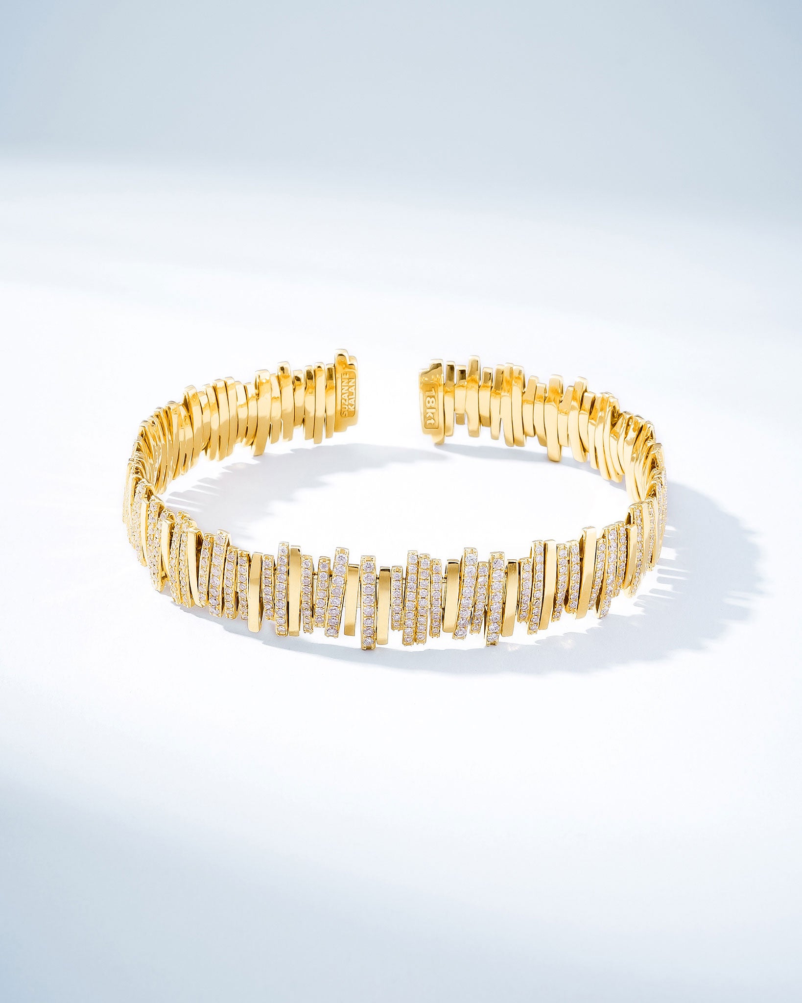 Suzanne Kalan Classic Gold Half Pave Milli Bangle in 18k yellow gold