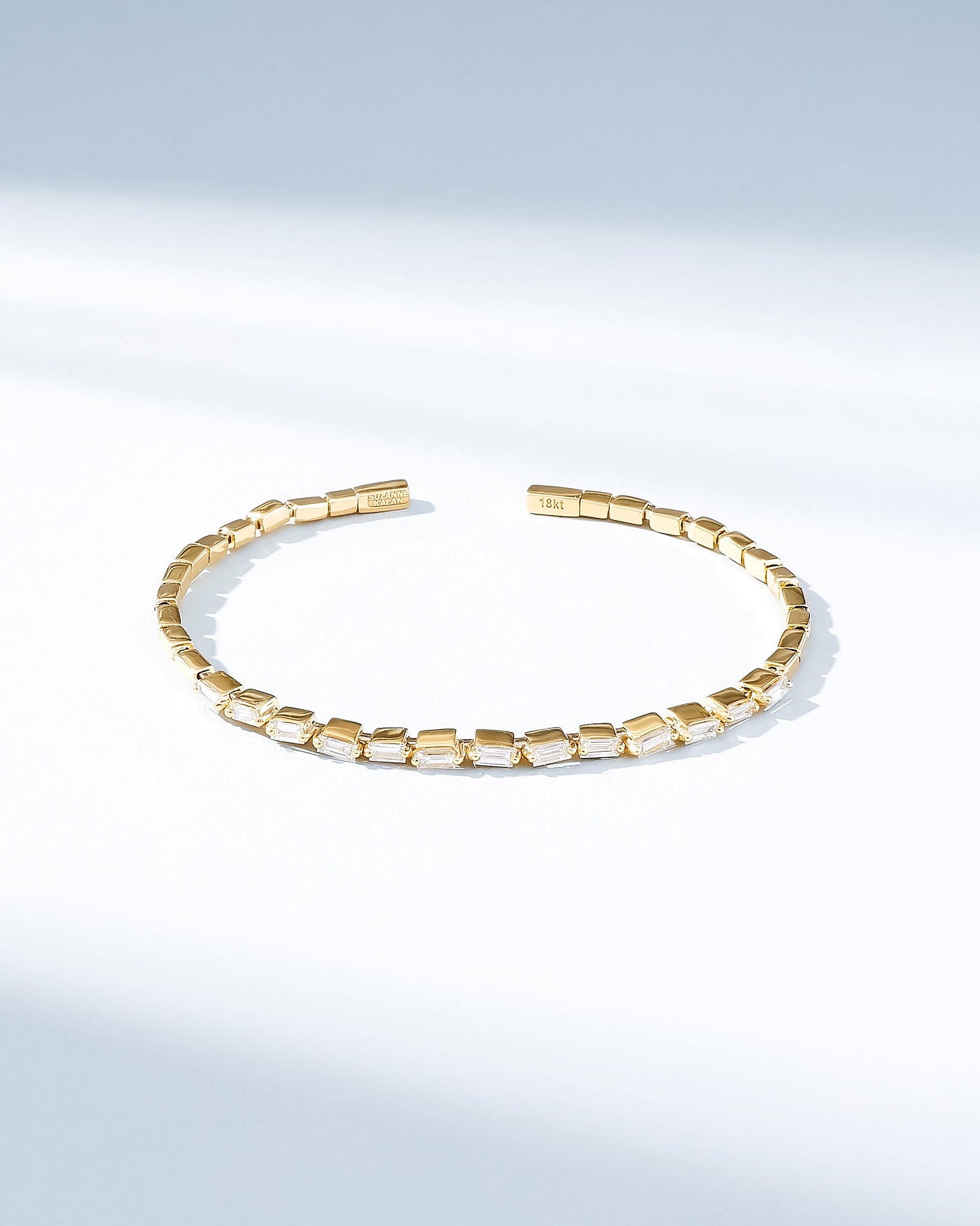 Suzanne Kalan Bold Thin Diamond Bangle in 18k yellow gold