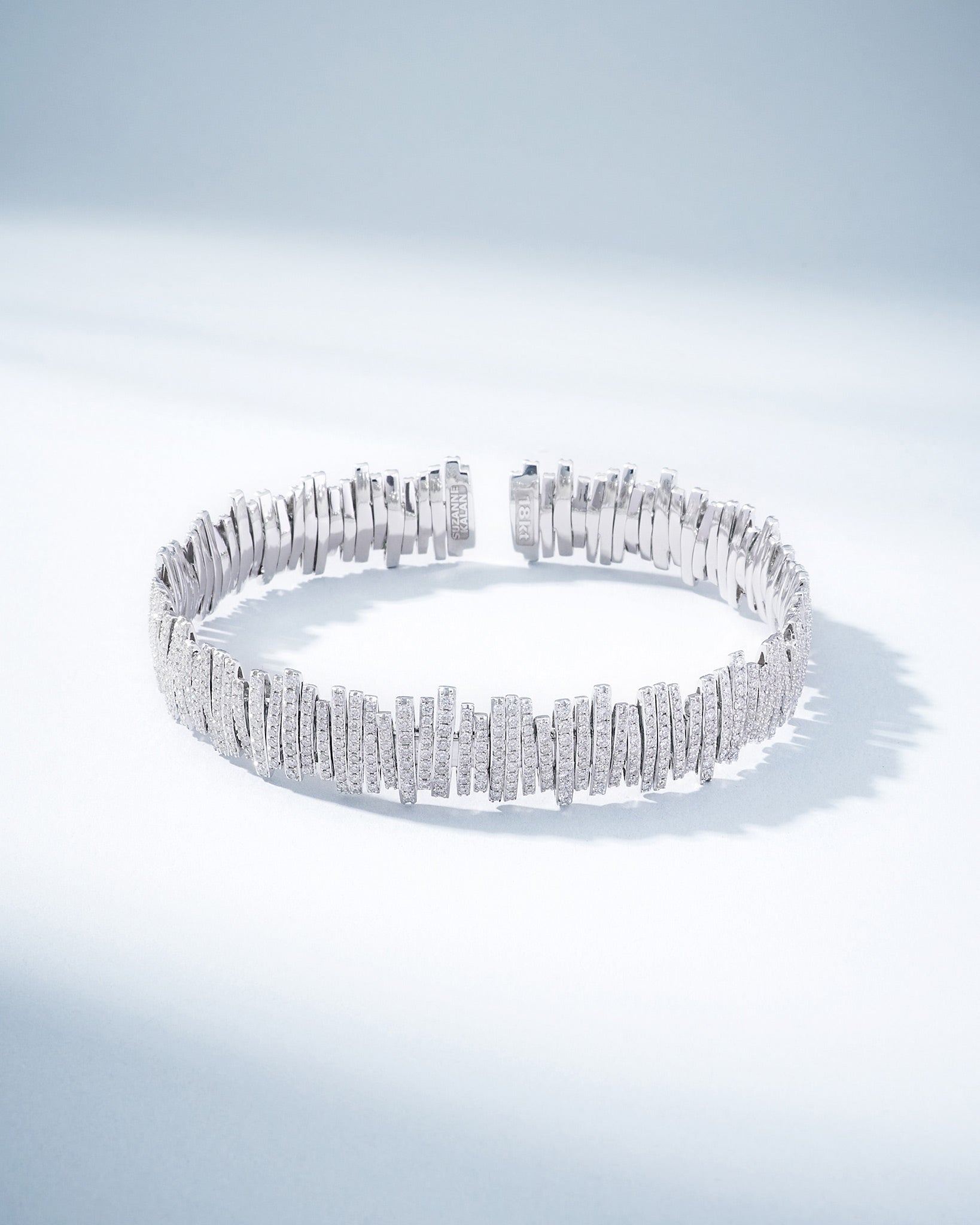 Suzanne Kalan Classic Gold Full Pave Milli Bangle in 18k white gold