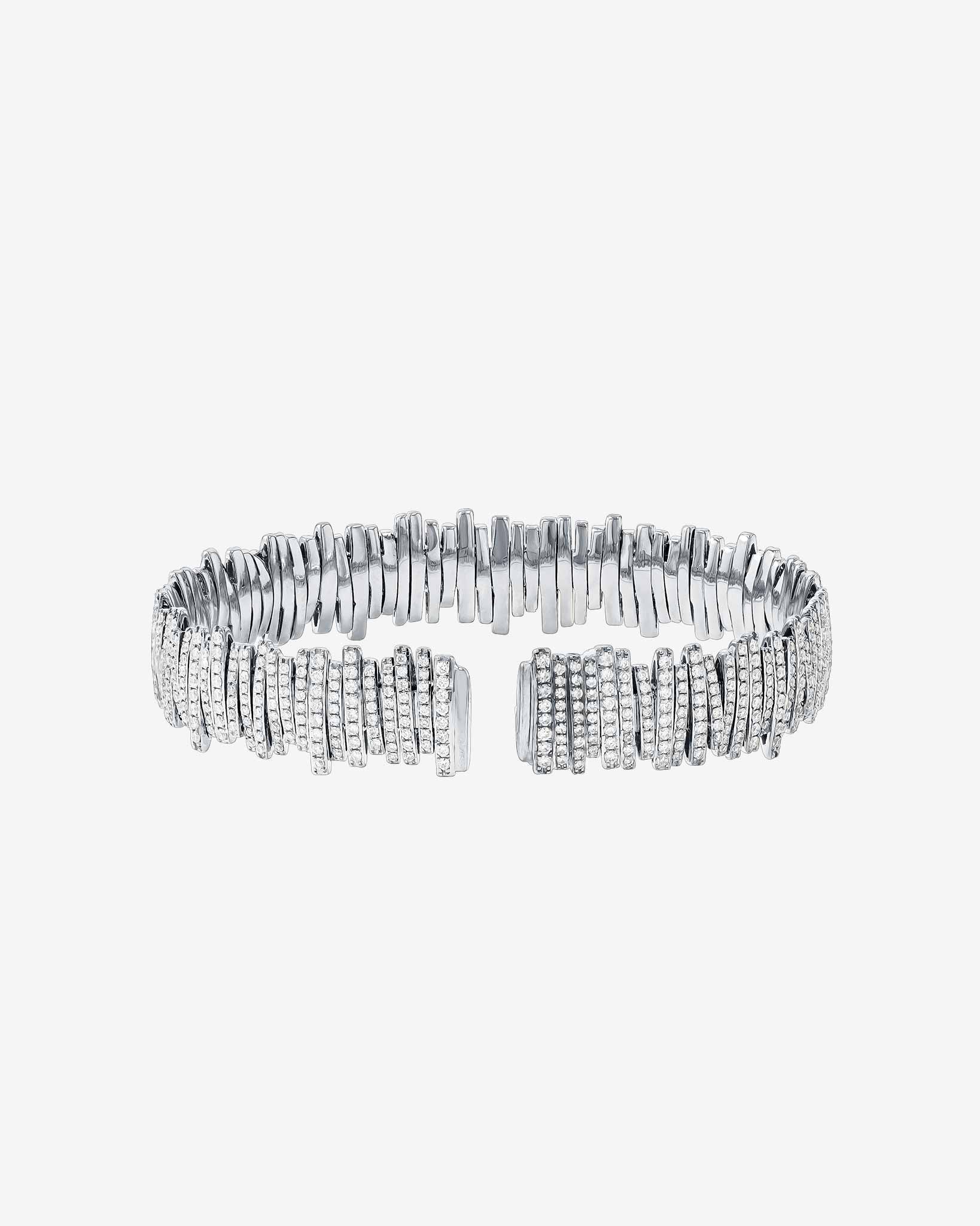 Suzanne Kalan Classic Gold Full Pave Milli Bangle in 18k white gold