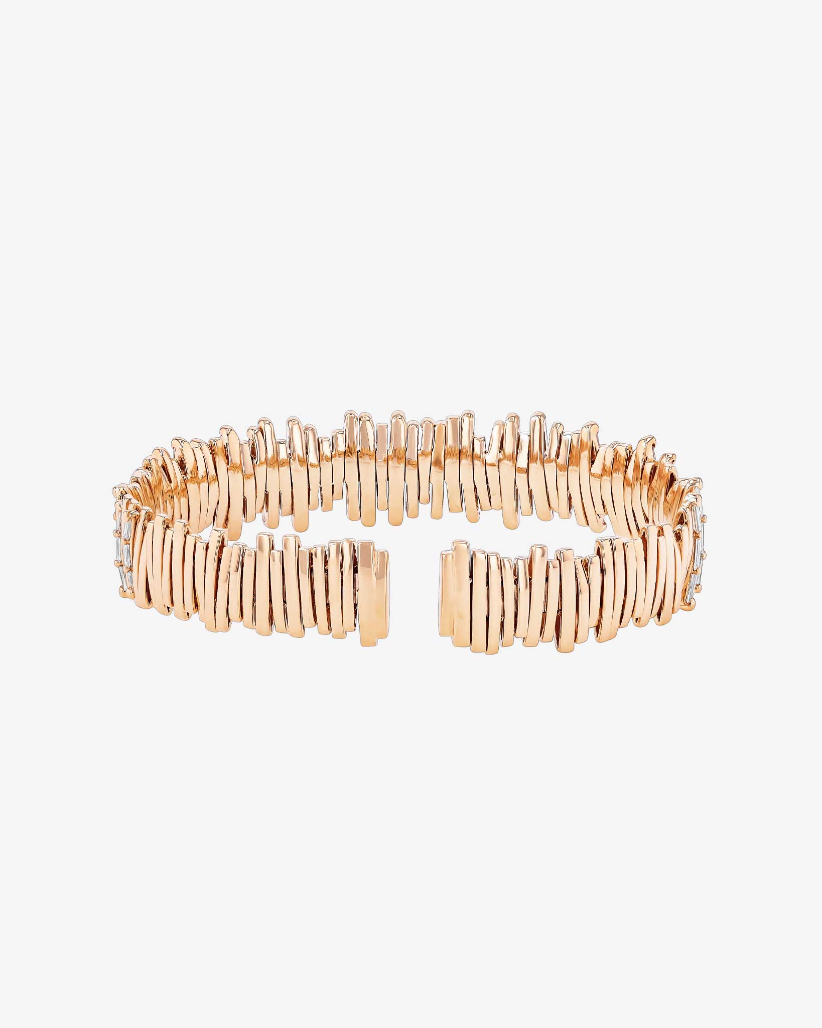 Suzanne Kalan Classic Gold Half Baguette Milli Bangle in 18k rose gold