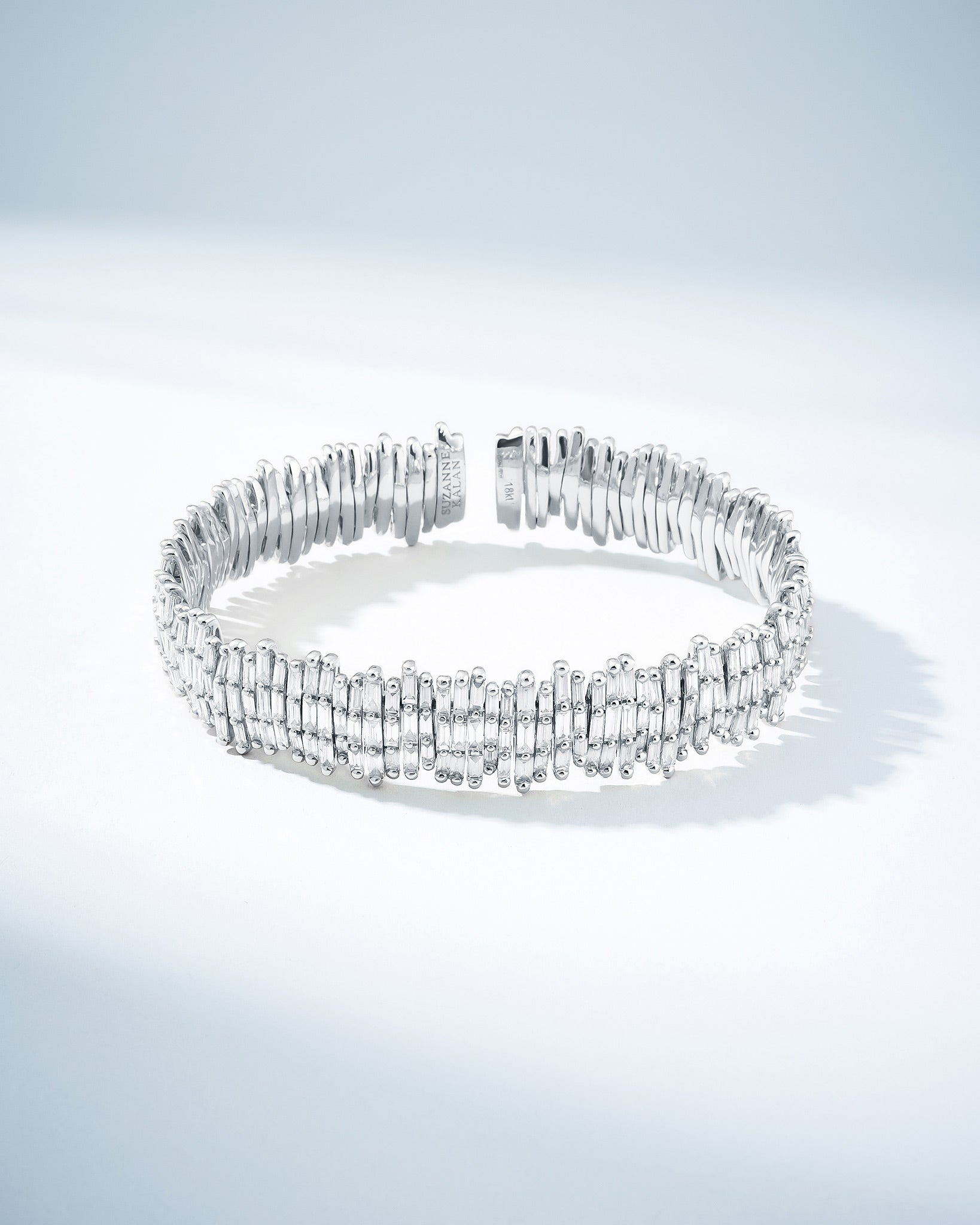 Suzanne Kalan Classic Gold Full Baguette Milli Bangle in 18k white gold