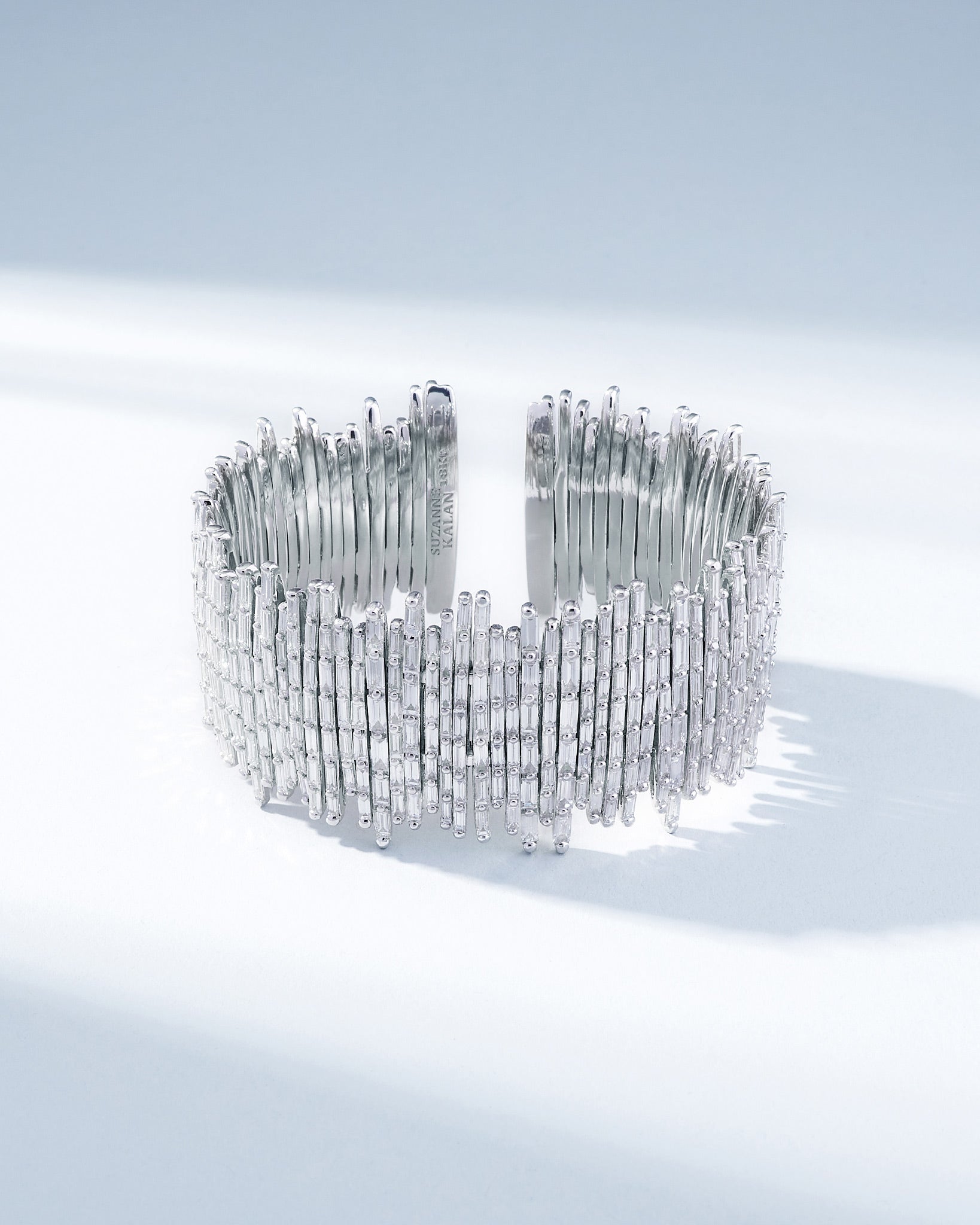 Suzanne Kalan Classic Gold Full Baguette Cuff in 18k white gold