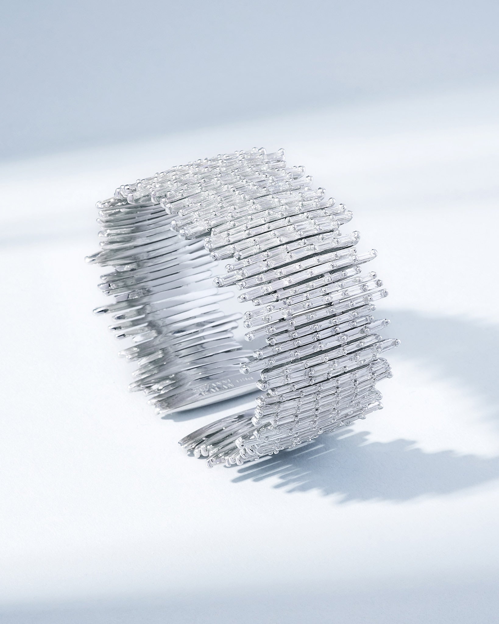 Suzanne Kalan Classic Gold Full Baguette Cuff in 18k white gold
