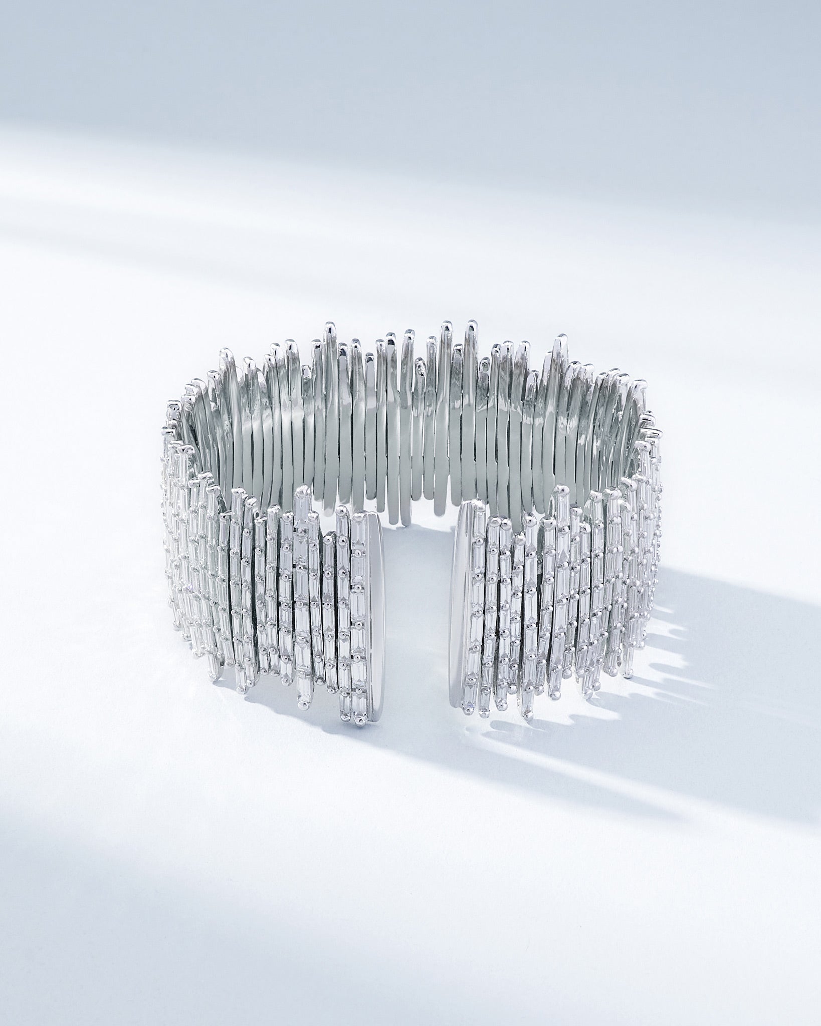 Suzanne Kalan Classic Gold Full Baguette Cuff in 18k white gold