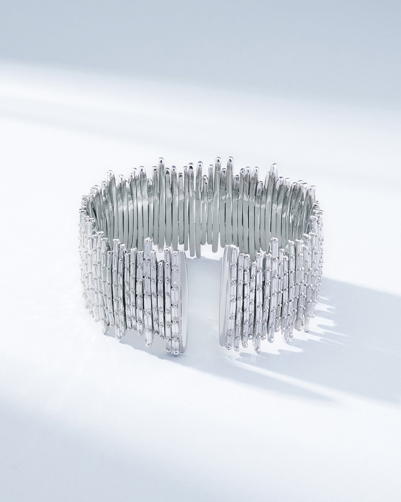 Suzanne Kalan Classic Diamond Full Baguette Cuff in 18k white gold