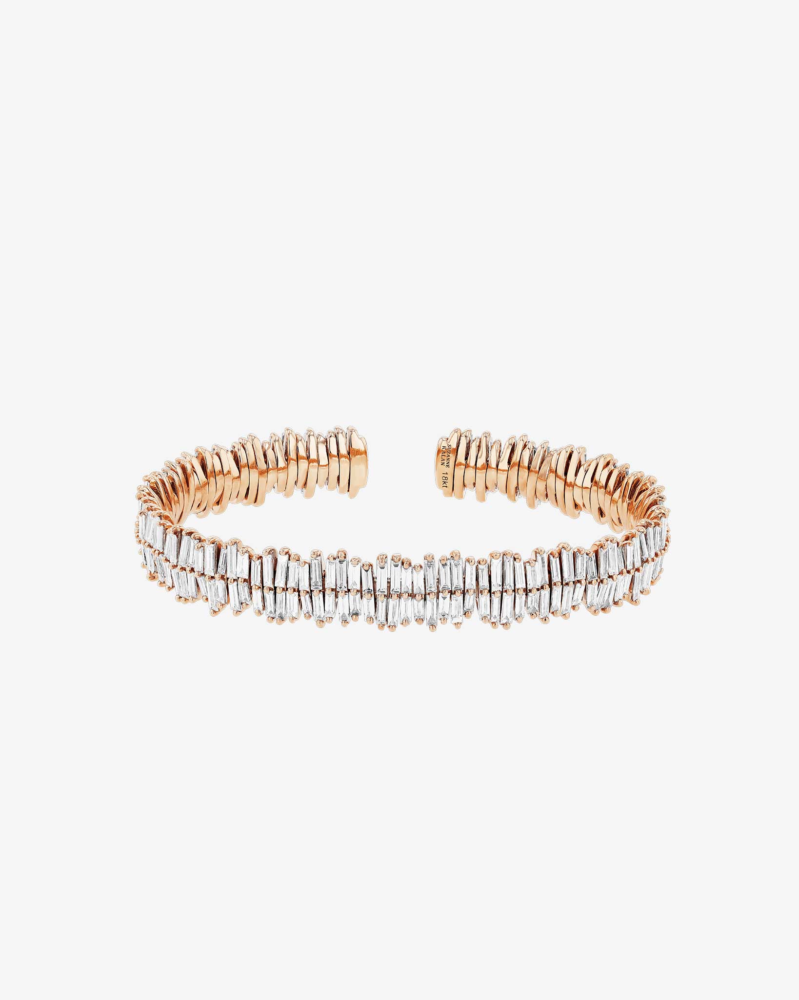 Suzanne Kalan Classic Diamond Double Row Full Baguette Bangle in 18k rose gold