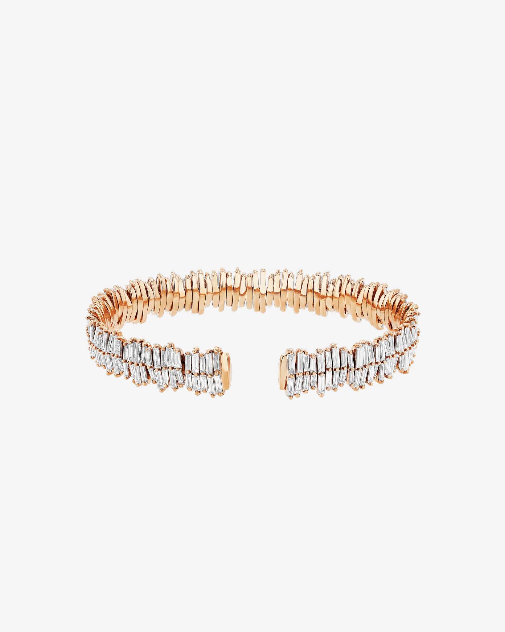 Suzanne Kalan Classic Diamond Double Row Full Baguette Bangle in 18k rose gold