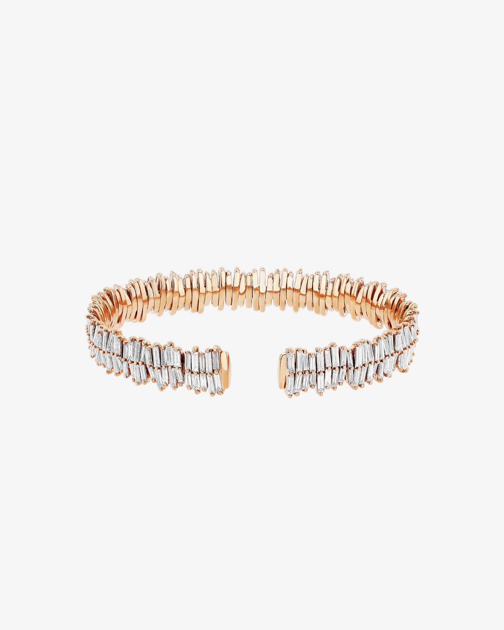 Suzanne Kalan Classic Gold Full Baguette Midi Bangle in 18k rose gold