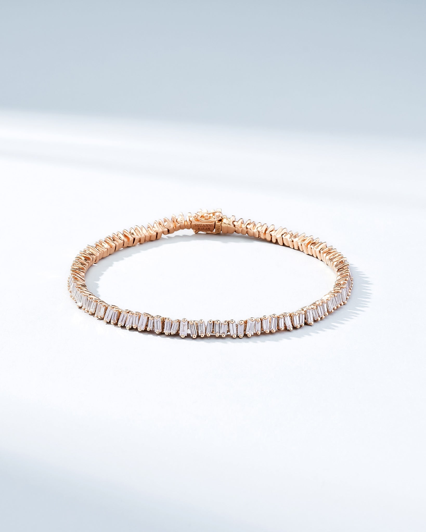 Suzanne Kalan Classic Mini Baguette Diamond Tennis Bracelet in 18k rose gold