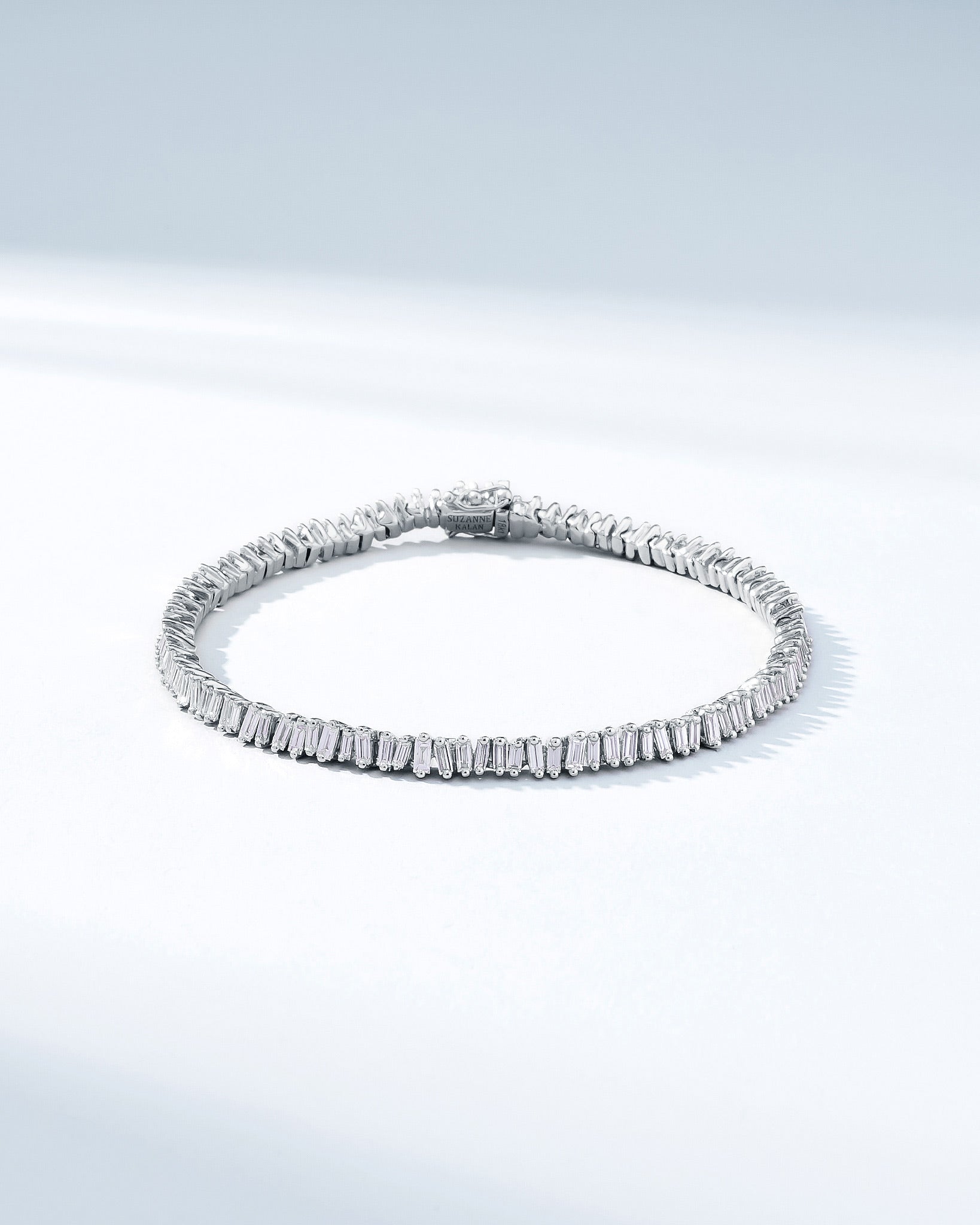 Suzanne Kalan Classic Diamond Mini Baguette Tennis Bracelet in 18k white gold