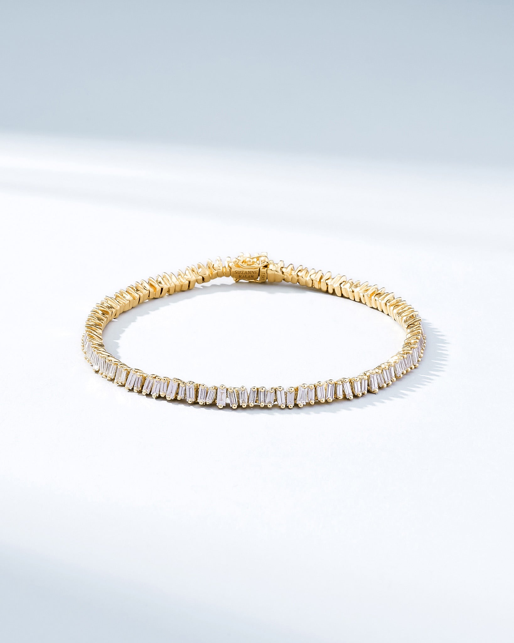 Suzanne Kalan Classic Diamond Mini Baguette Tennis Bracelet in 18k yellow gold