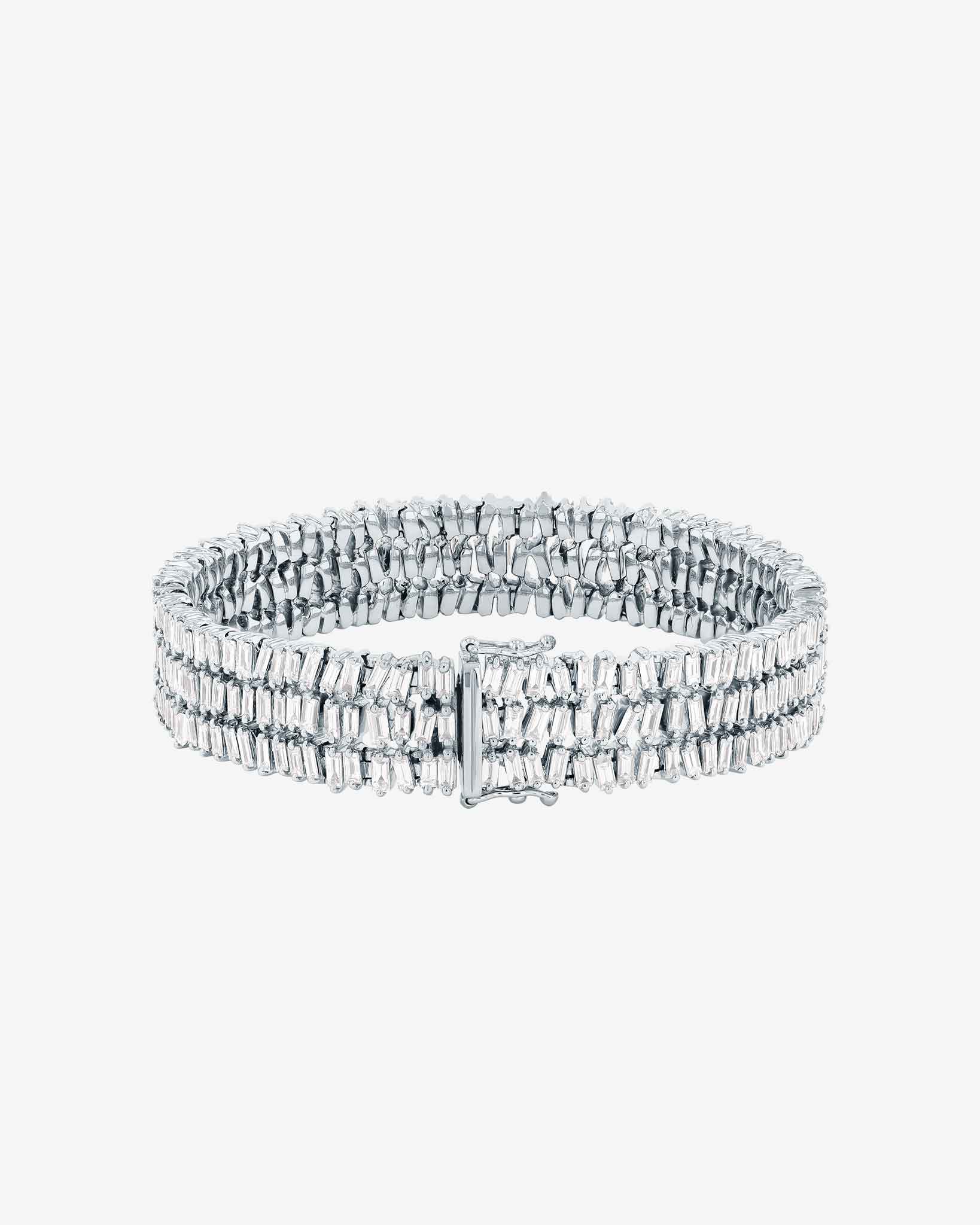 Suzanne Kalan Classic Diamond Triple Row Tennis Bracelet in 18k white gold