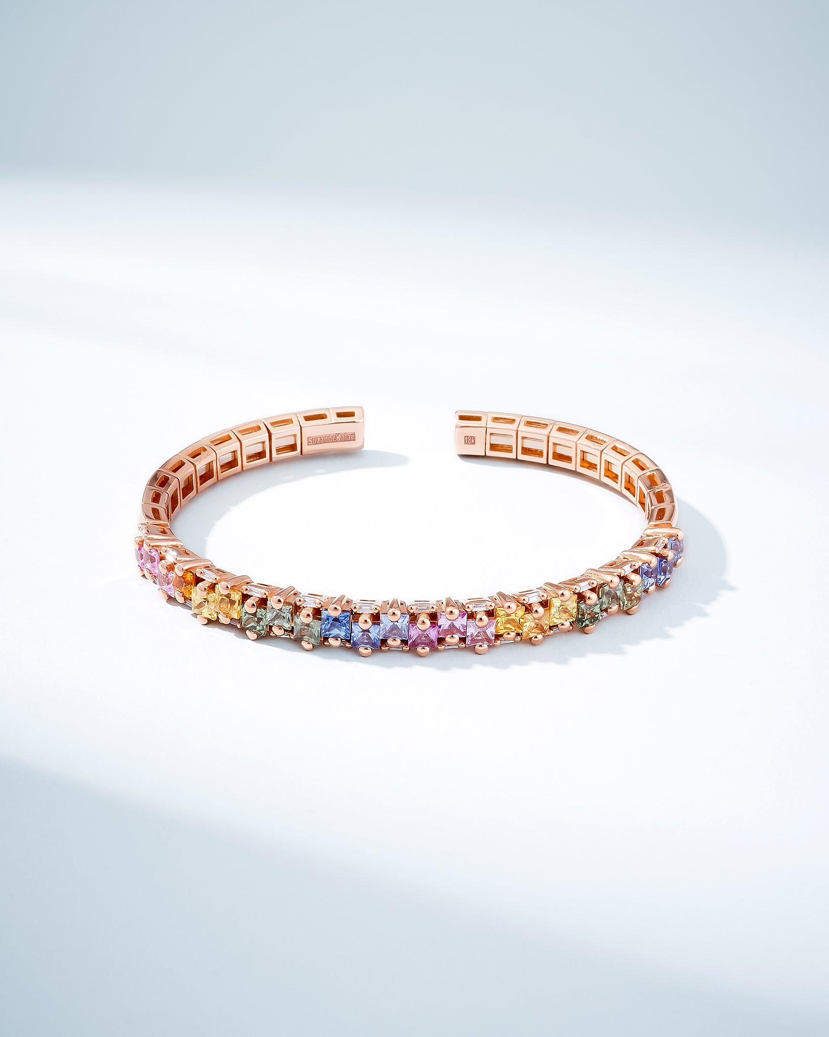 Suzanne Kalan Princess Bold Pastel Sapphire Bangle in 18k rose gold