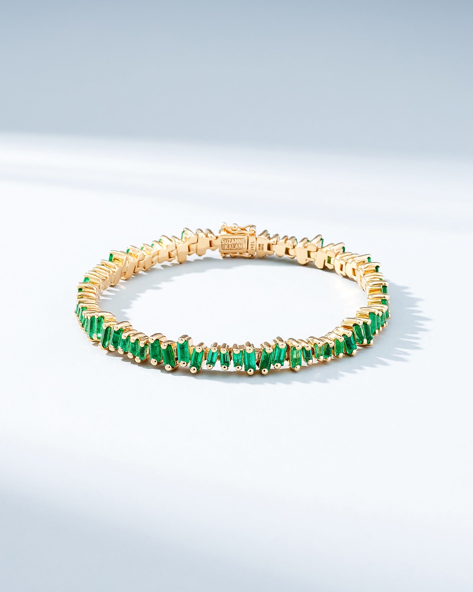 Suzanne Kalan Bold Emerald Tennis Bracelet in 18k yellow gold