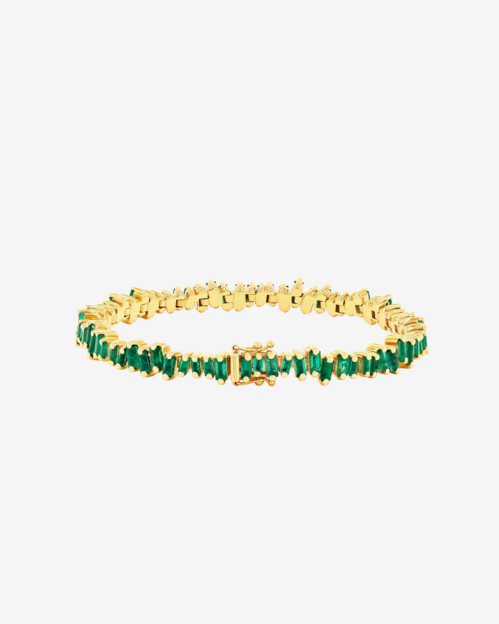 Suzanne Kalan Bold Emerald Tennis Bracelet in 18k yellow gold