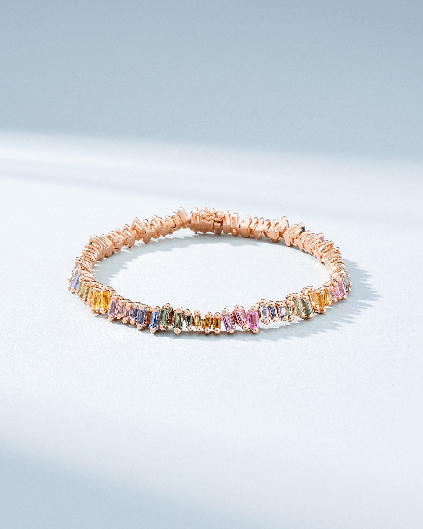 Suzanne Kalan Bold Pastel Sapphire Tennis Bracelet in 18k rose gold