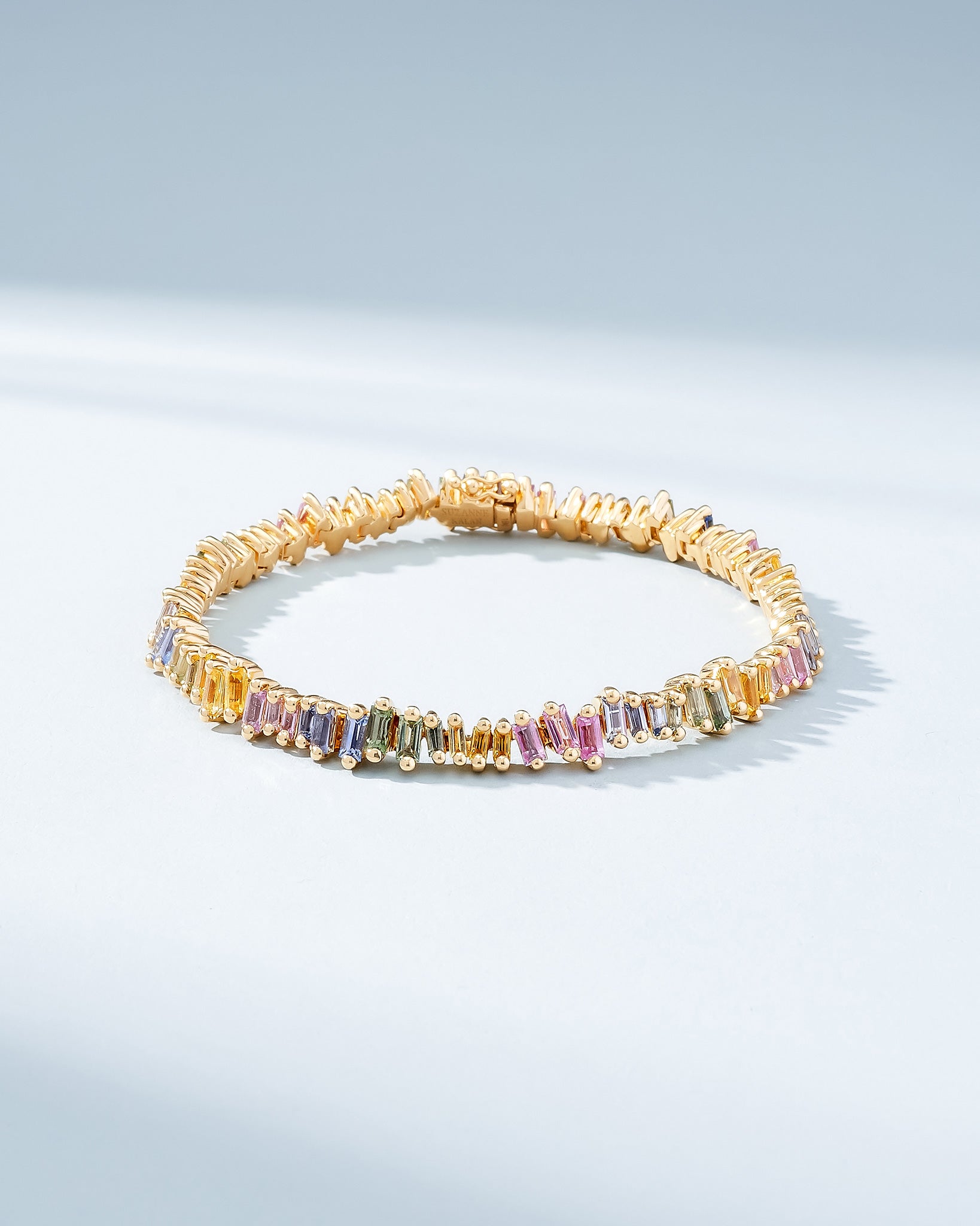 Suzanne Kalan Bold Pastel Sapphire Tennis Bracelet in 18k yellow gold