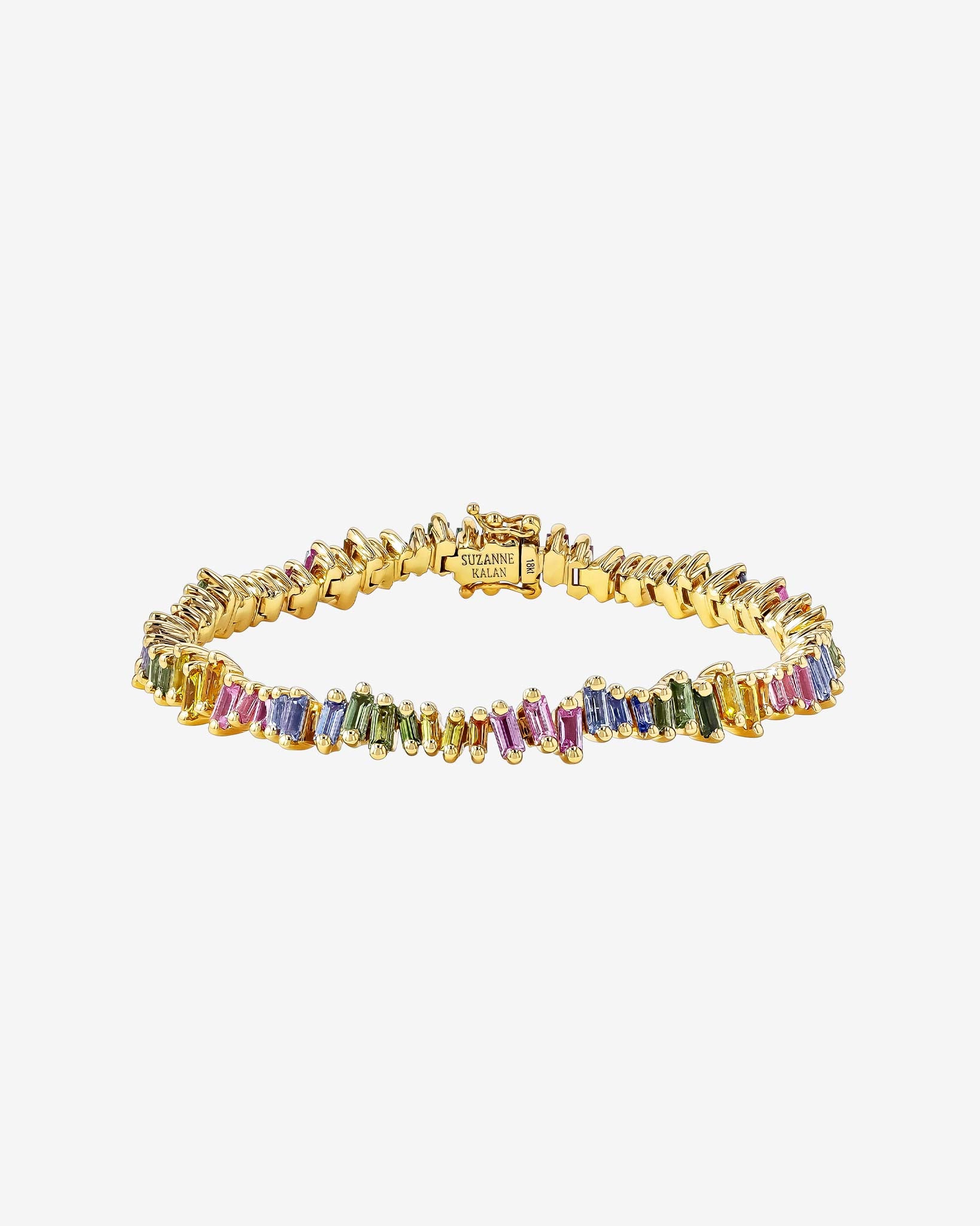 Suzanne Kalan Bold Pastel Sapphire Tennis Bracelet in 18k yellow gold