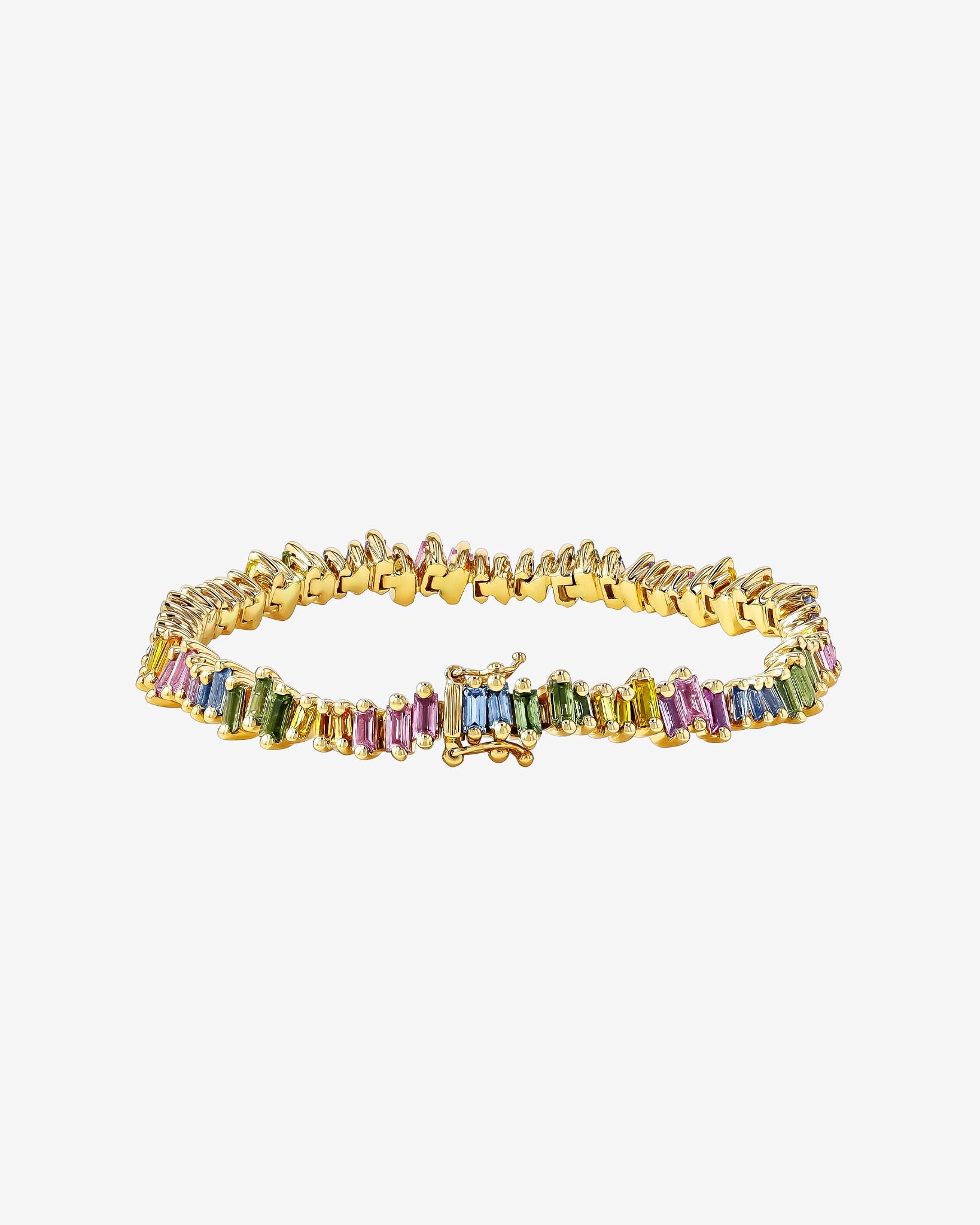 Suzanne Kalan Bold Pastel Sapphire Tennis Bracelet in 18k yellow gold