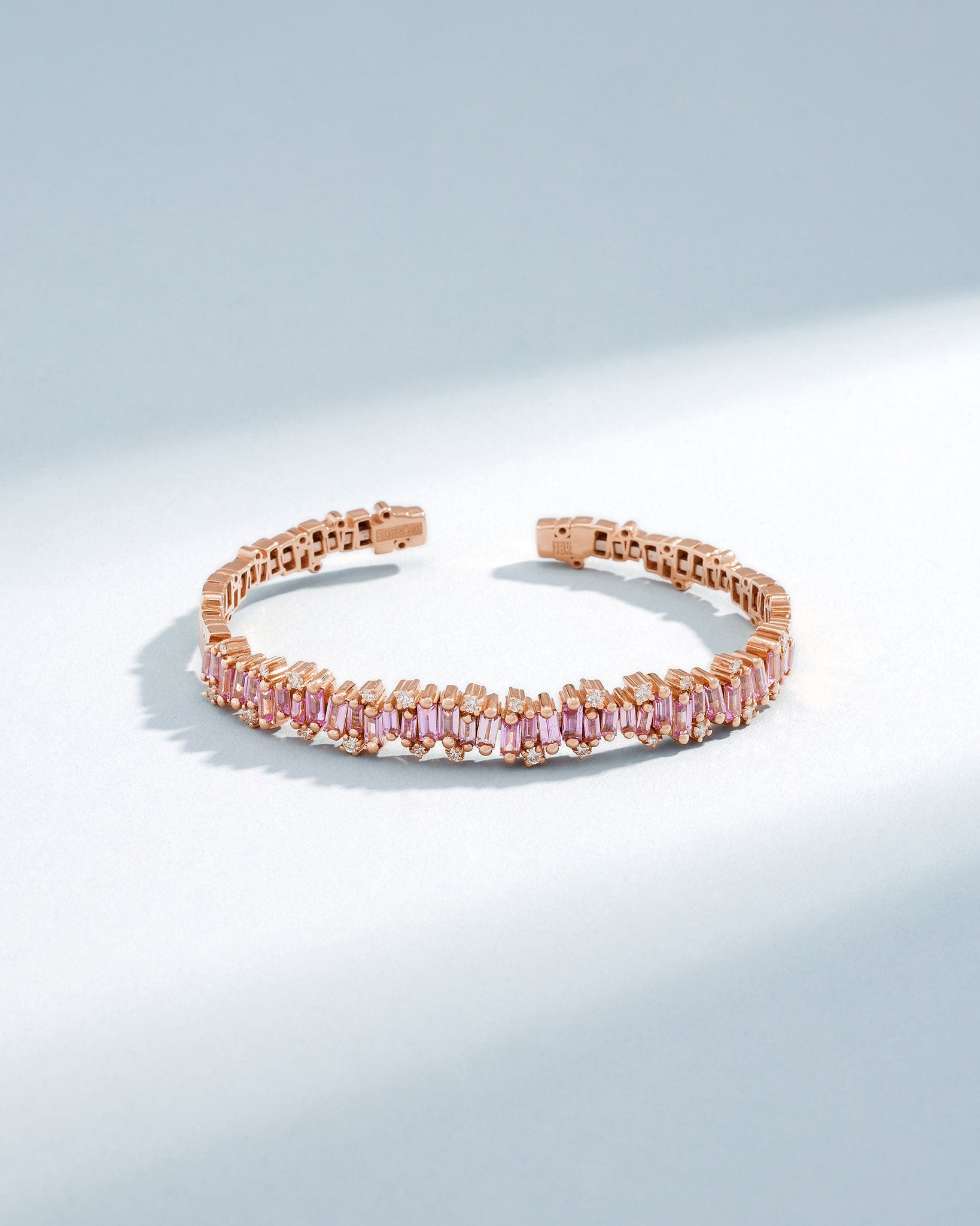 Suzanne Kalan Shimmer Audrey Pink Sapphire Bangle in 18k rose gold