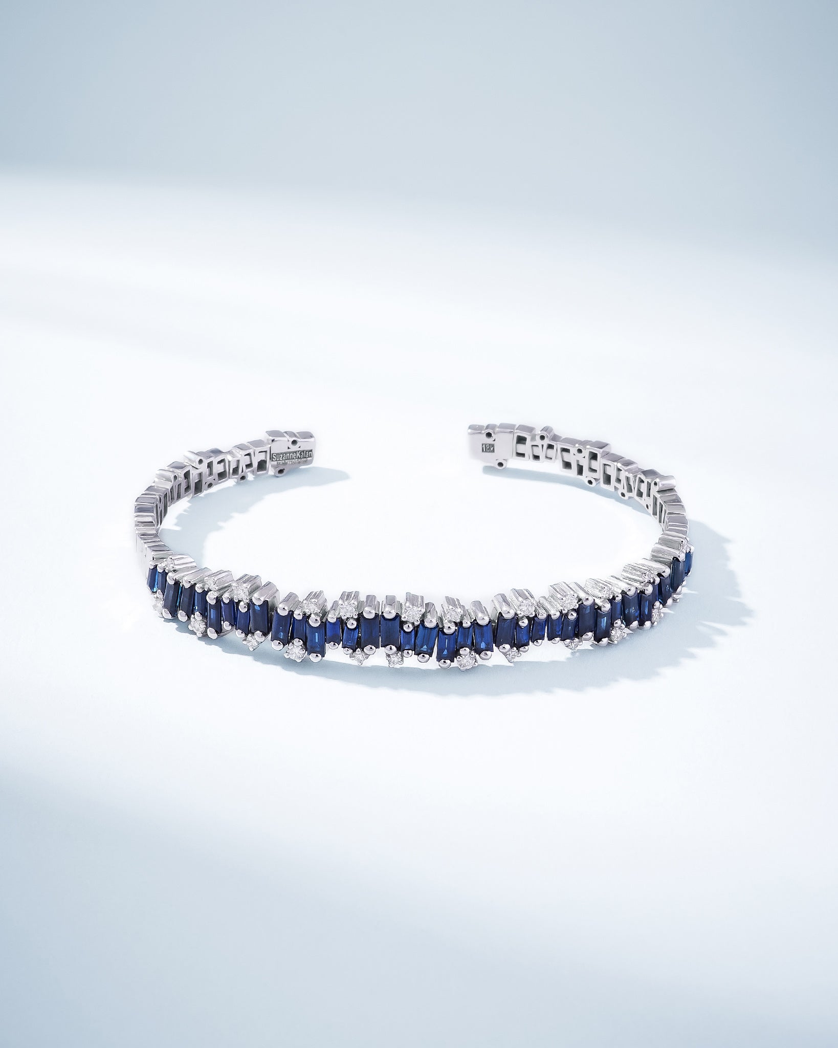 Suzanne Kalan Shimmer Audrey Dark Blue Sapphire Bangle in 18K white gold