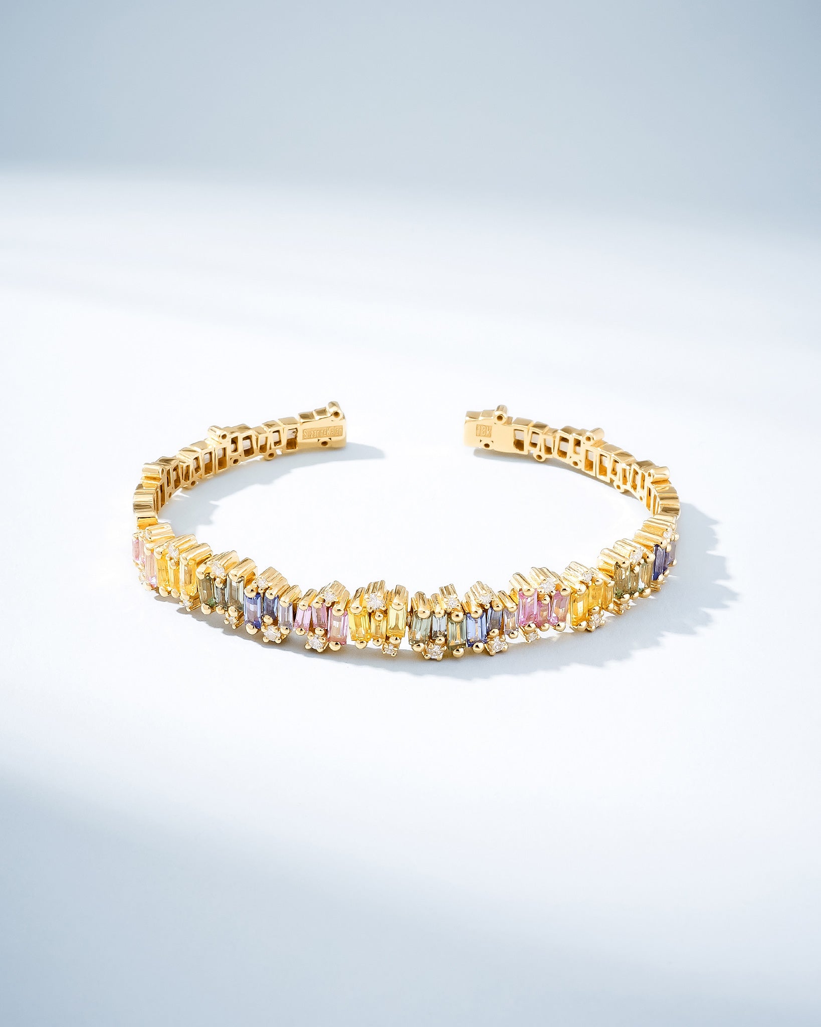 Suzanne Kalan Shimmer Audrey Pastel Sapphire Bangle in 18k yellow gold