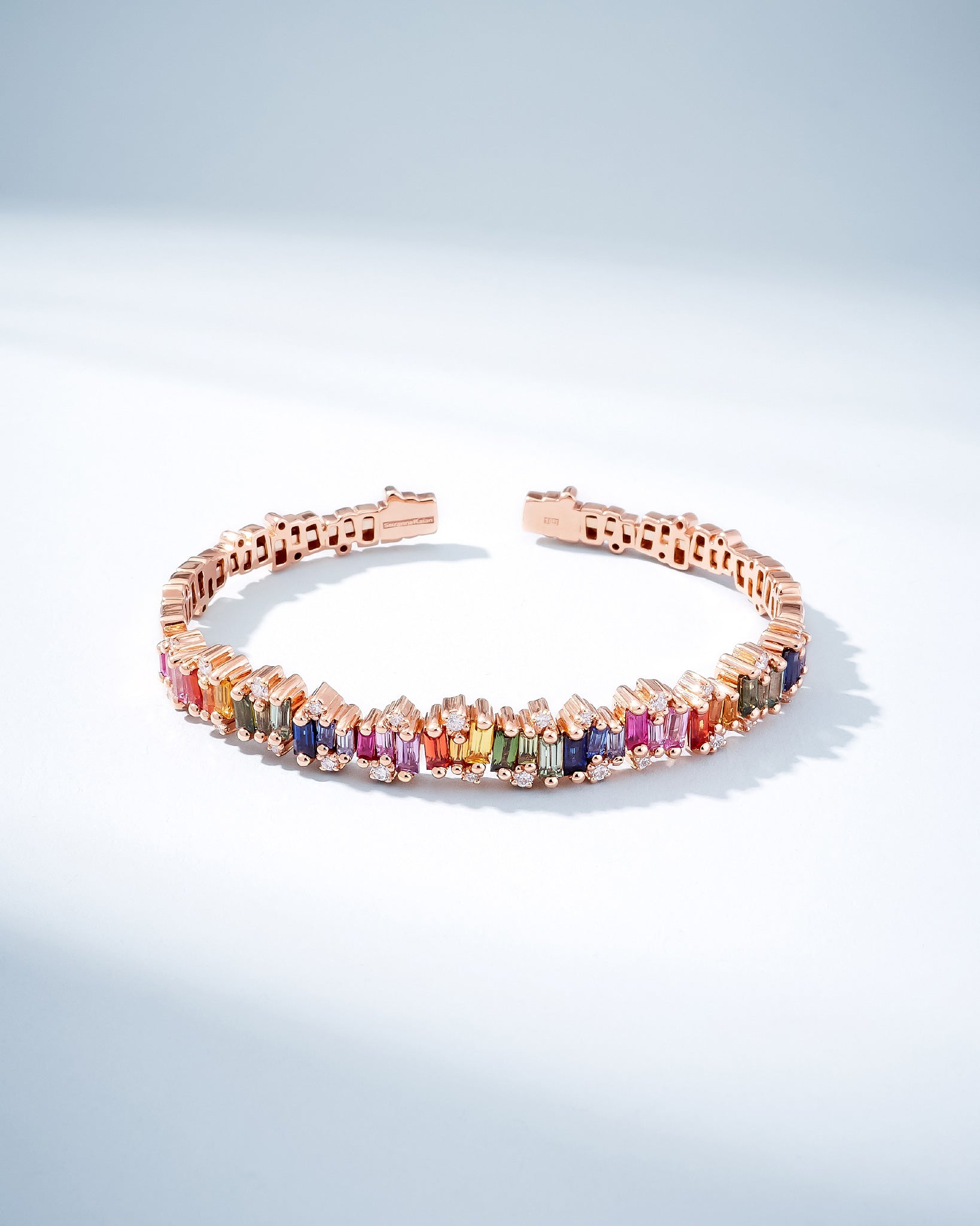 Suzanne Kalan Shimmer Audrey Rainbow Sapphire Bangle in 18k rose gold