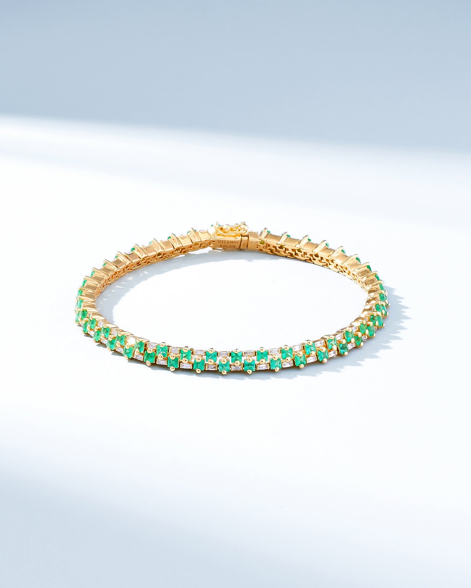 Suzanne Kalan Princess Mini Stack Emerald Tennis Bracelet in 18k yellow gold