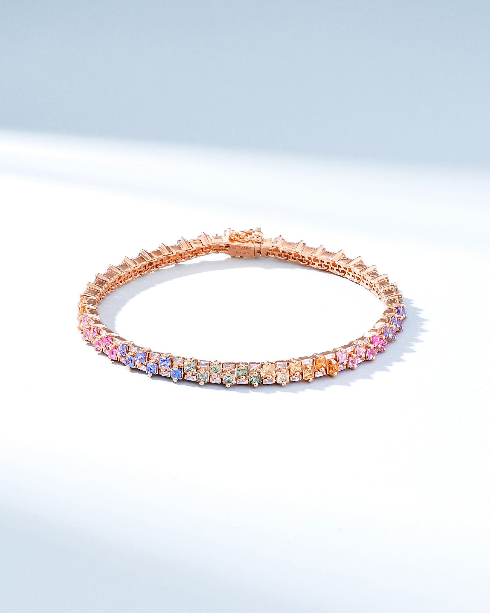 Suzanne Kalan Princess Mini Stack Pastel Sapphire Tennis Bracelet in 18k rose gold