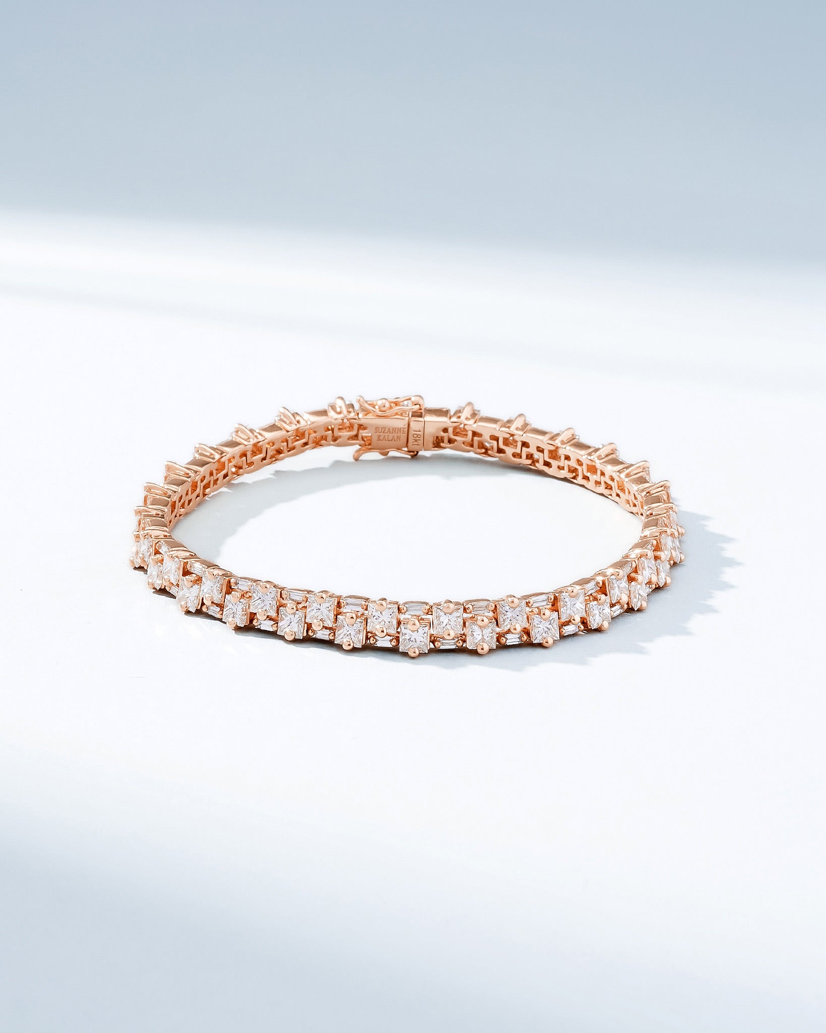 Suzanne Kalan Princess Midi Stack Diamond Tennis Bracelet in 18k rose gold