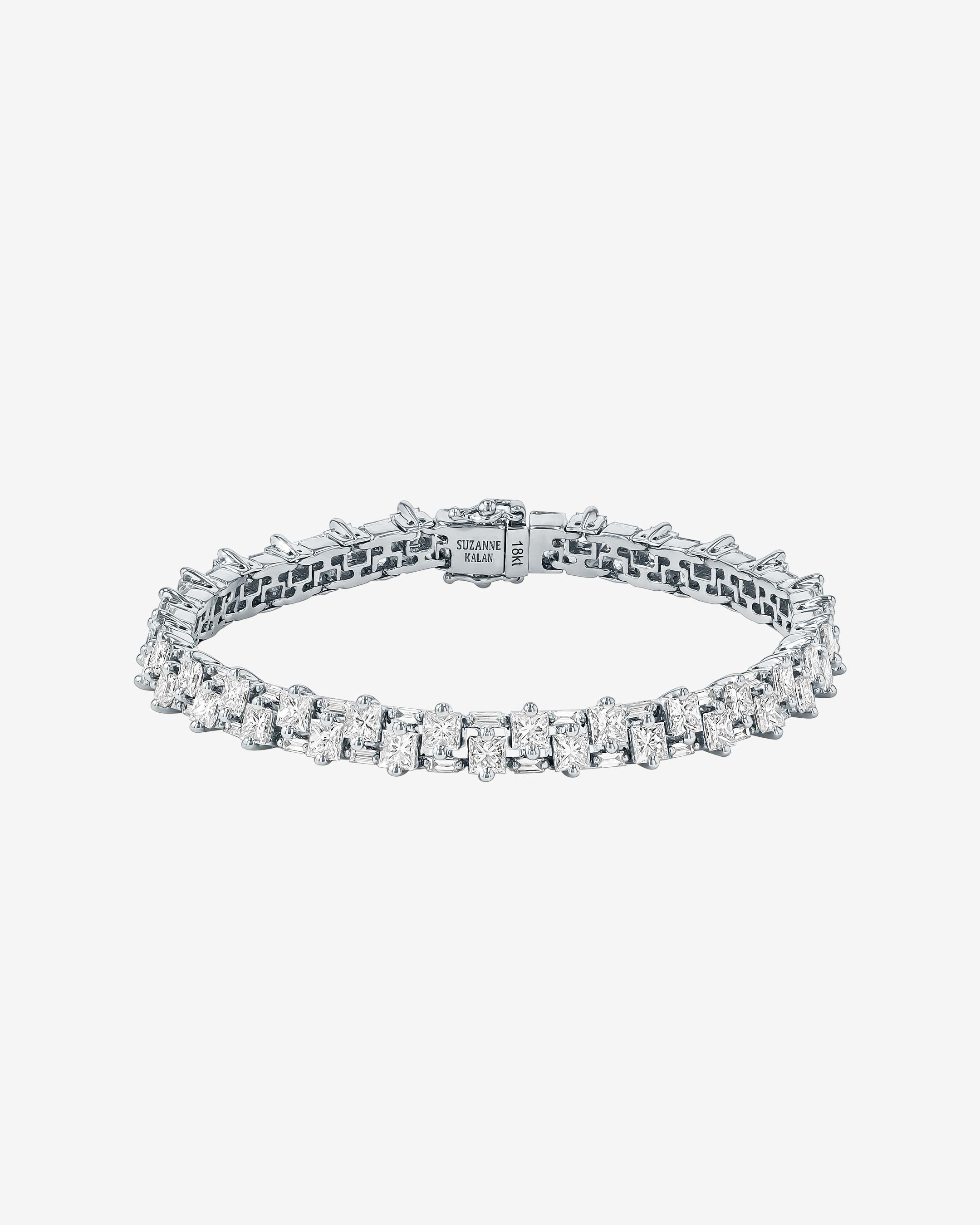 Suzanne Kalan Princess Midi Stack Diamond Tennis Bracelet in 18k white gold