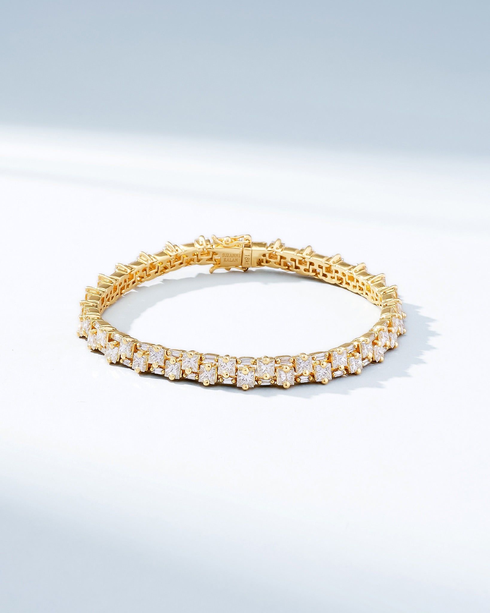 Suzanne Kalan Princess Midi Stack Diamond Tennis Bracelet in 18k yellow gold