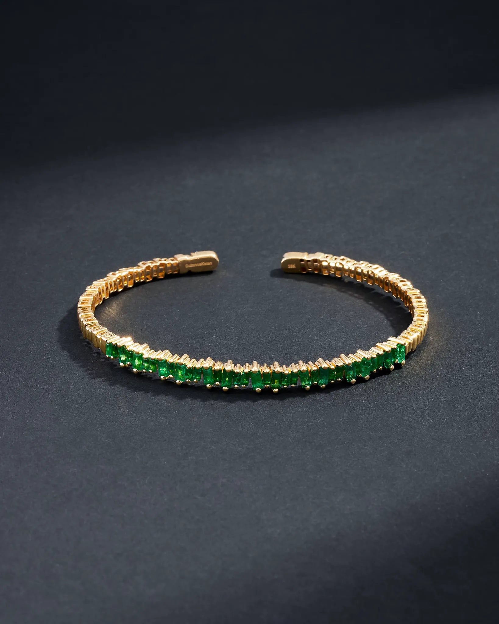 Suzanne Kalan Bold Emerald Bangle in 18k yellow gold