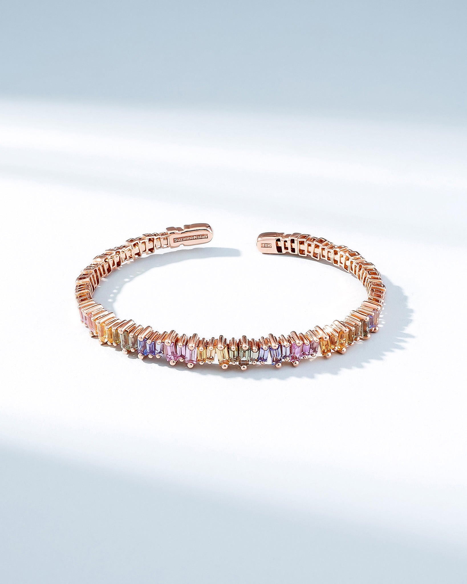 Suzanne Kalan Bold Pastel Sapphire Bangle in 18k rose gold