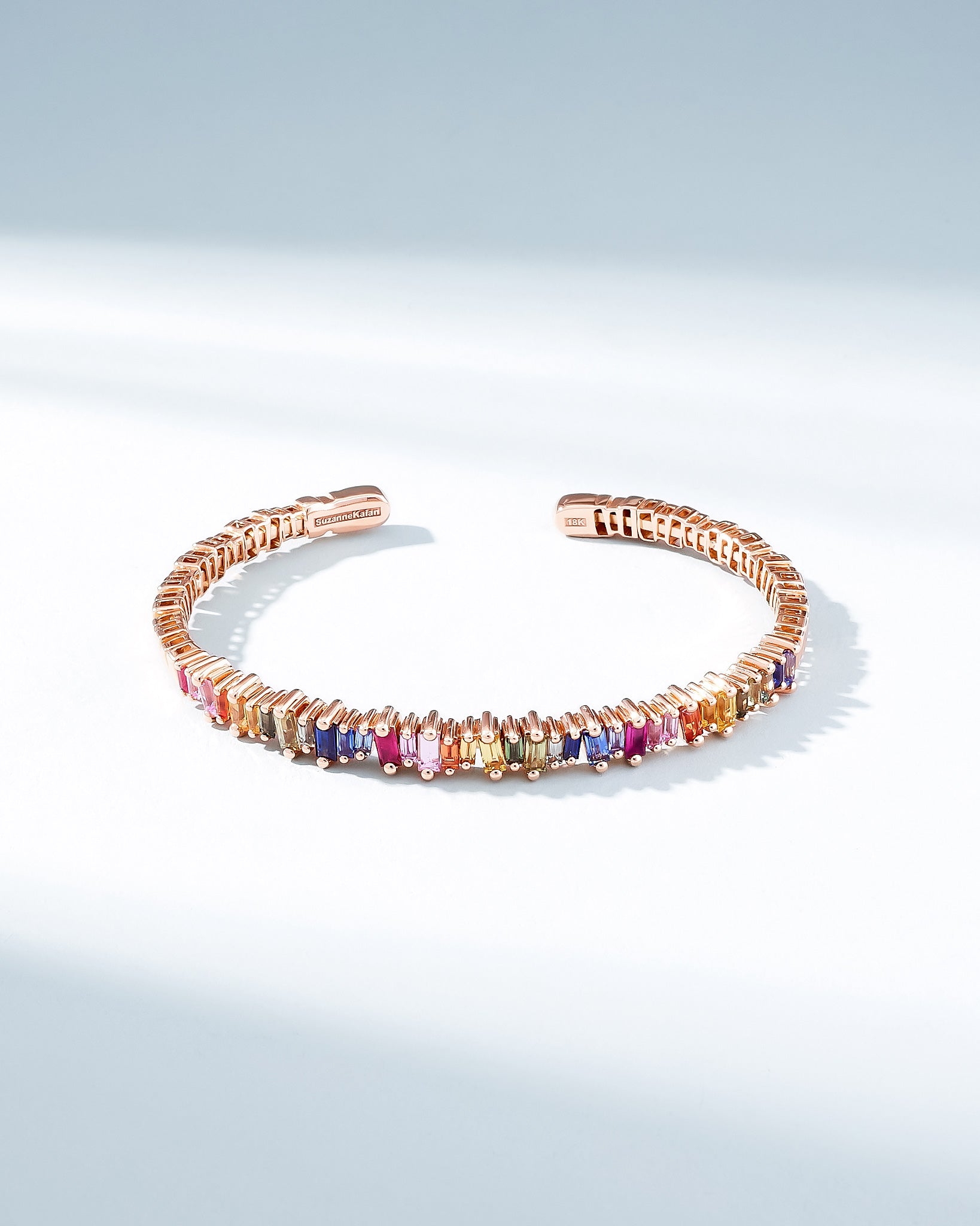 Suzanne Kalan Bold Rainbow Sapphire Bangle in 18k rose gold