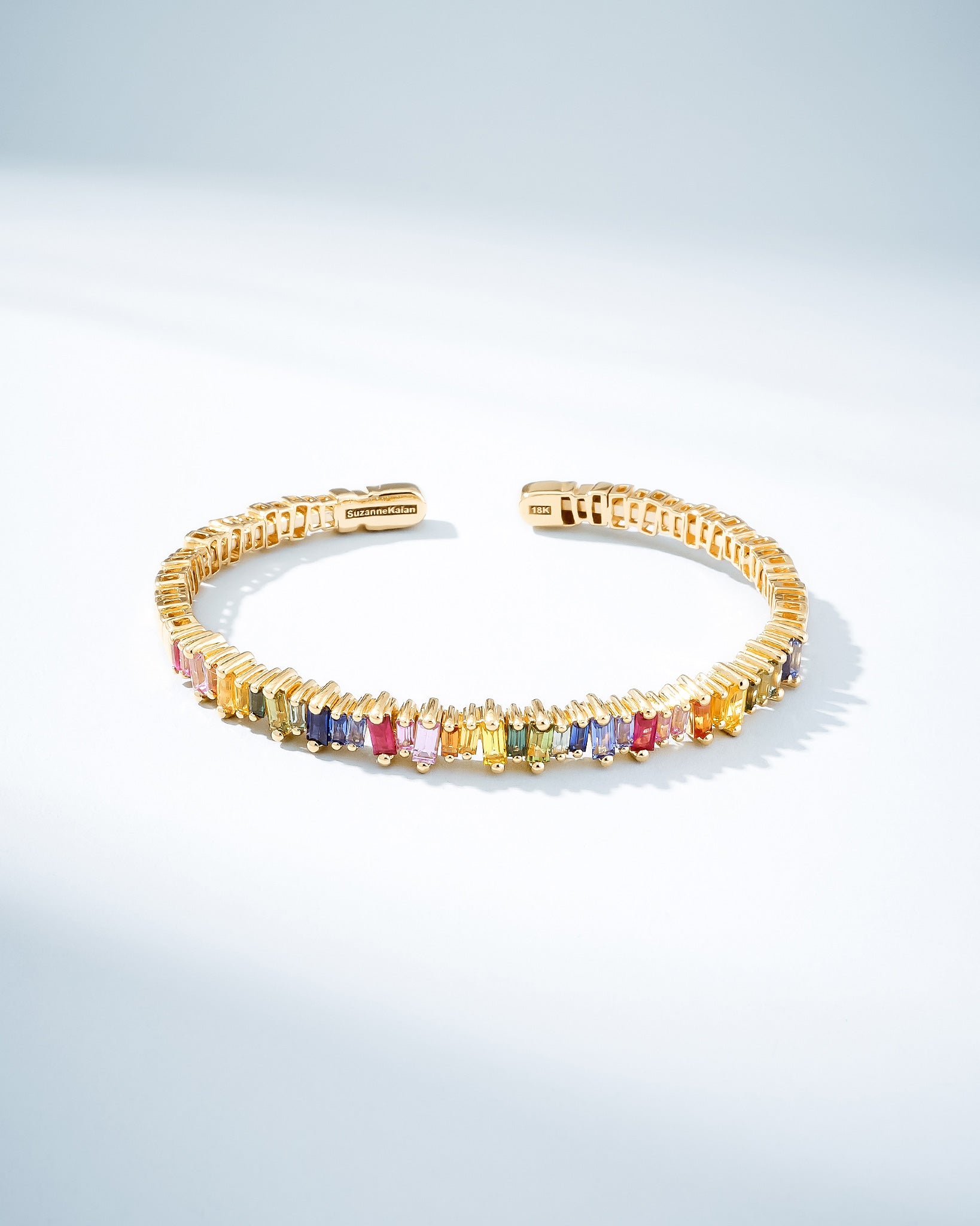 Suzanne Kalan Bold Rainbow Sapphire Bangle in 18k yellow gold