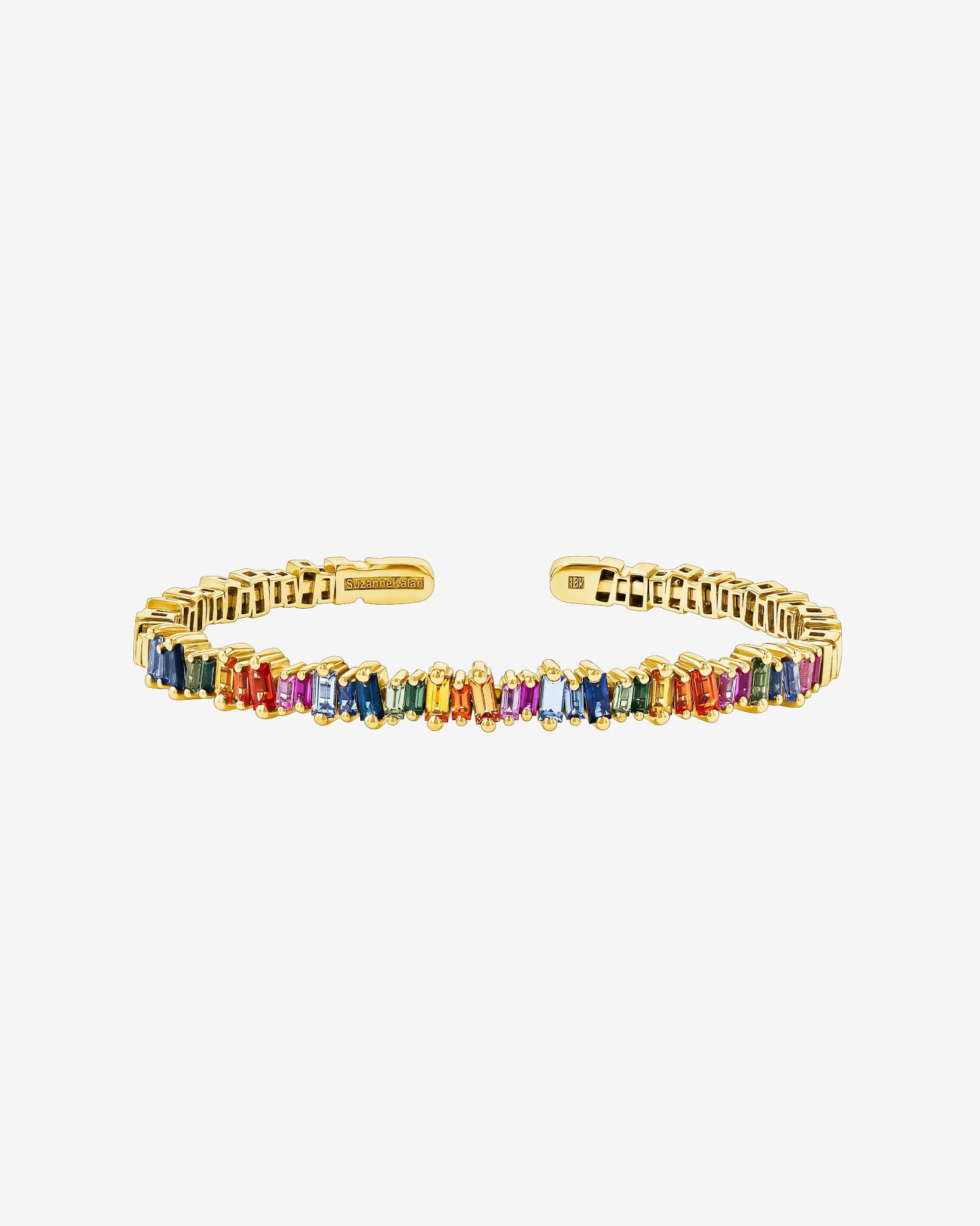 Suzanne Kalan Bold Rainbow Sapphire Bangle in 18k yellow gold