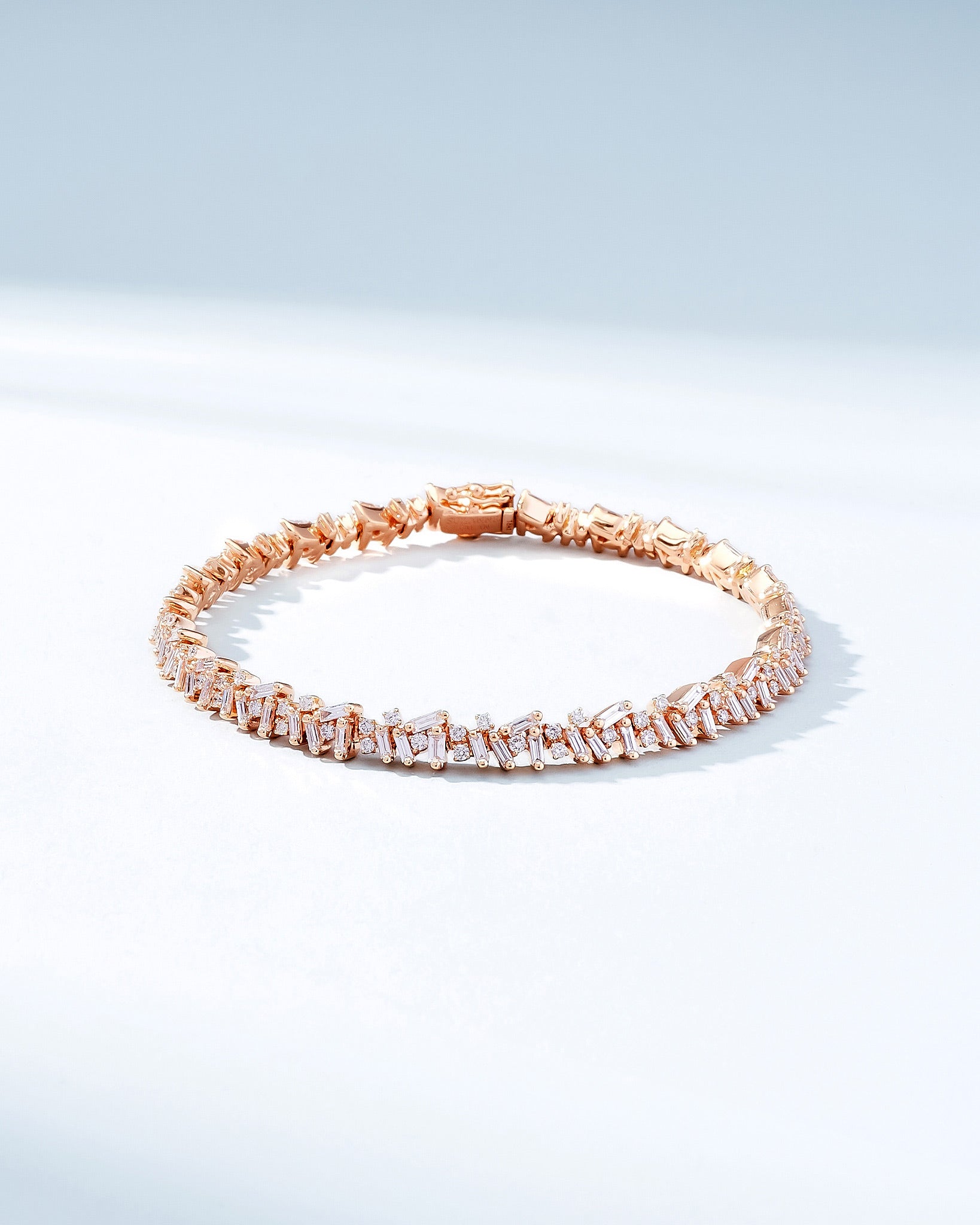 Suzanne Kalan Icon White Diamond Tennis Bracelet in 18k rose gold