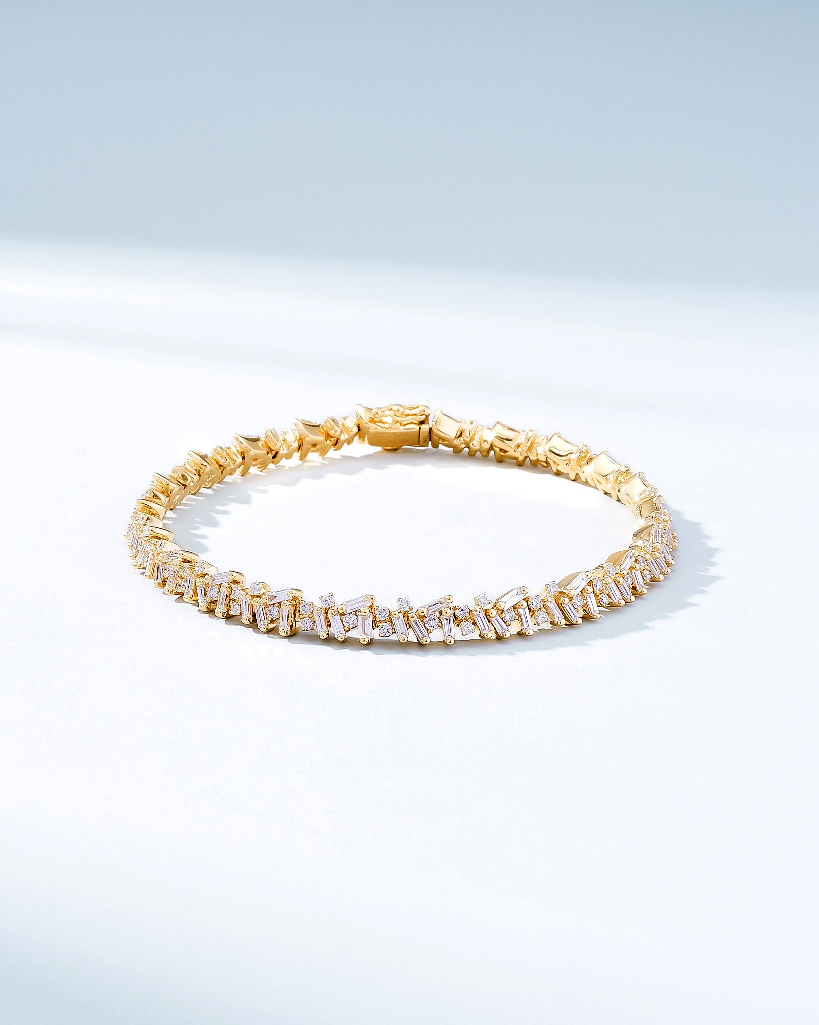 Suzanne Kalan Icon White Diamond Tennis Bracelet in 18k yellow gold