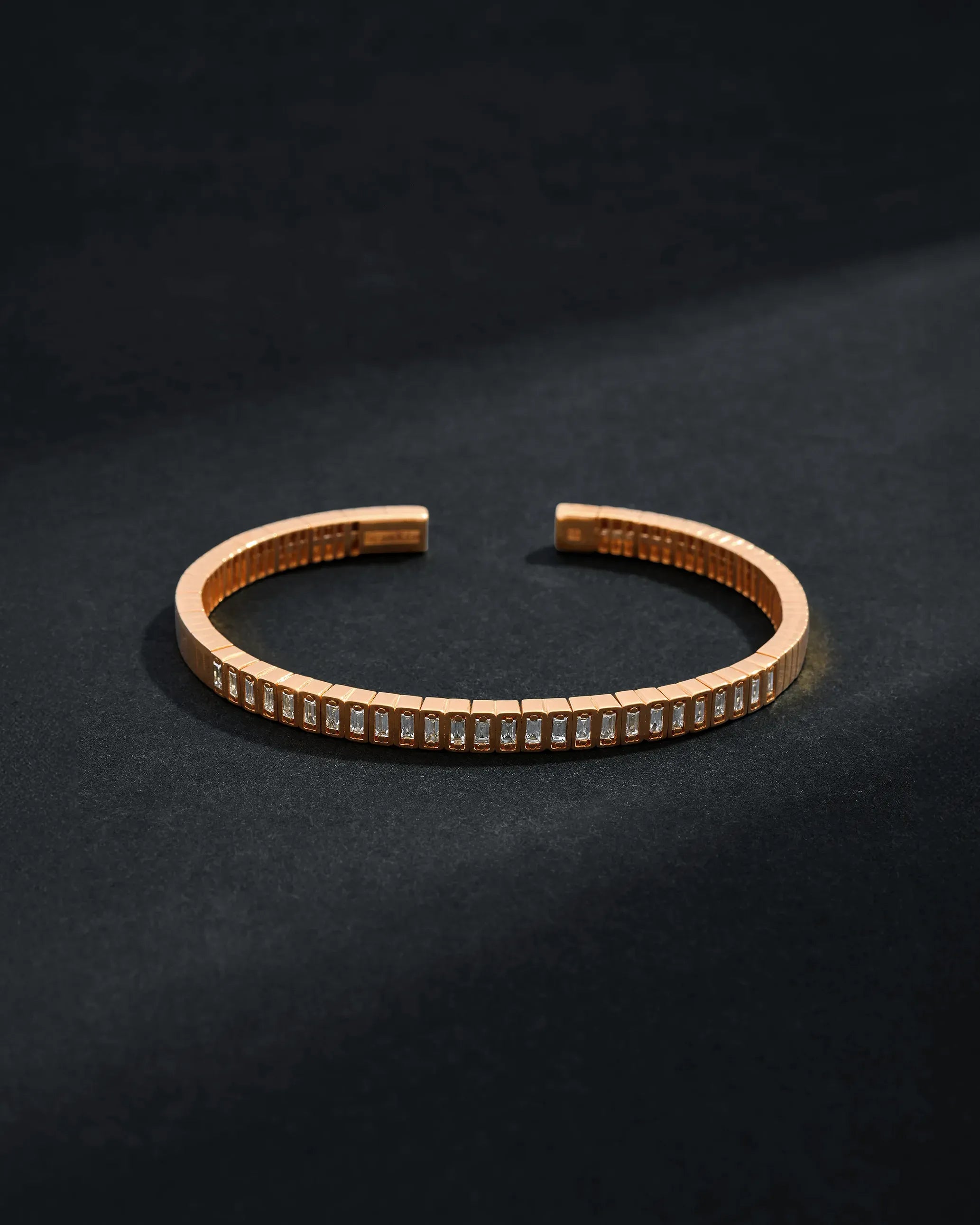 Suzanne Kalan Inlay Small Vertical Diamond Bangle in 18k rose gold